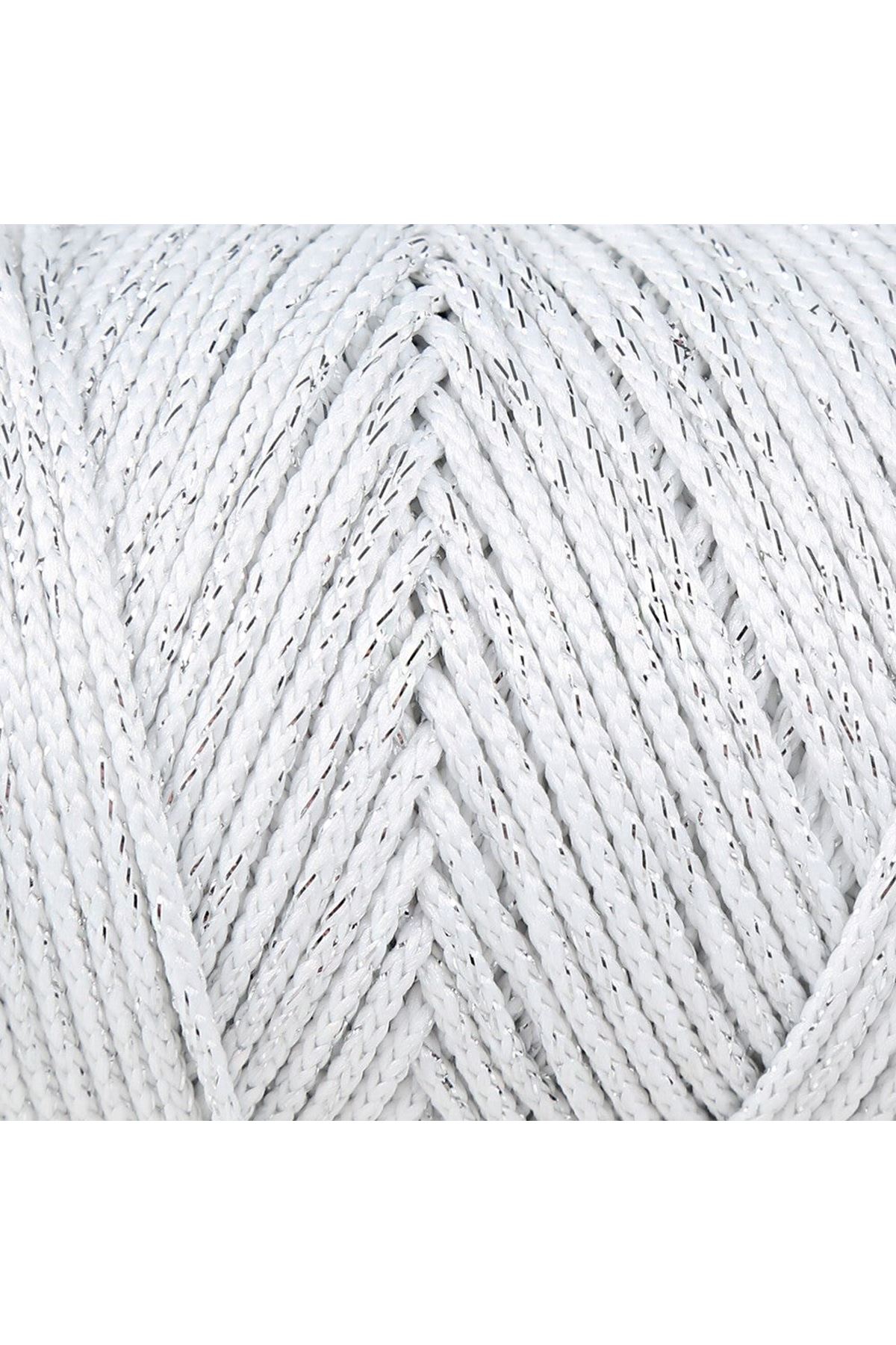 Loren Soft Star Makrome İpi Gümüş Simli Beyaz RM10