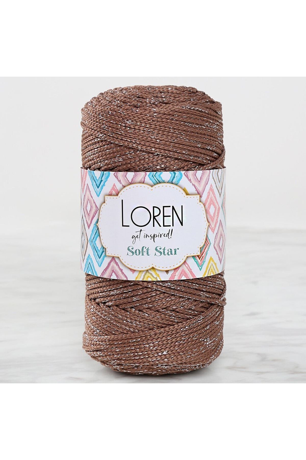 Loren Soft Star Makrome İpi Gümüş Simli Kahverengi