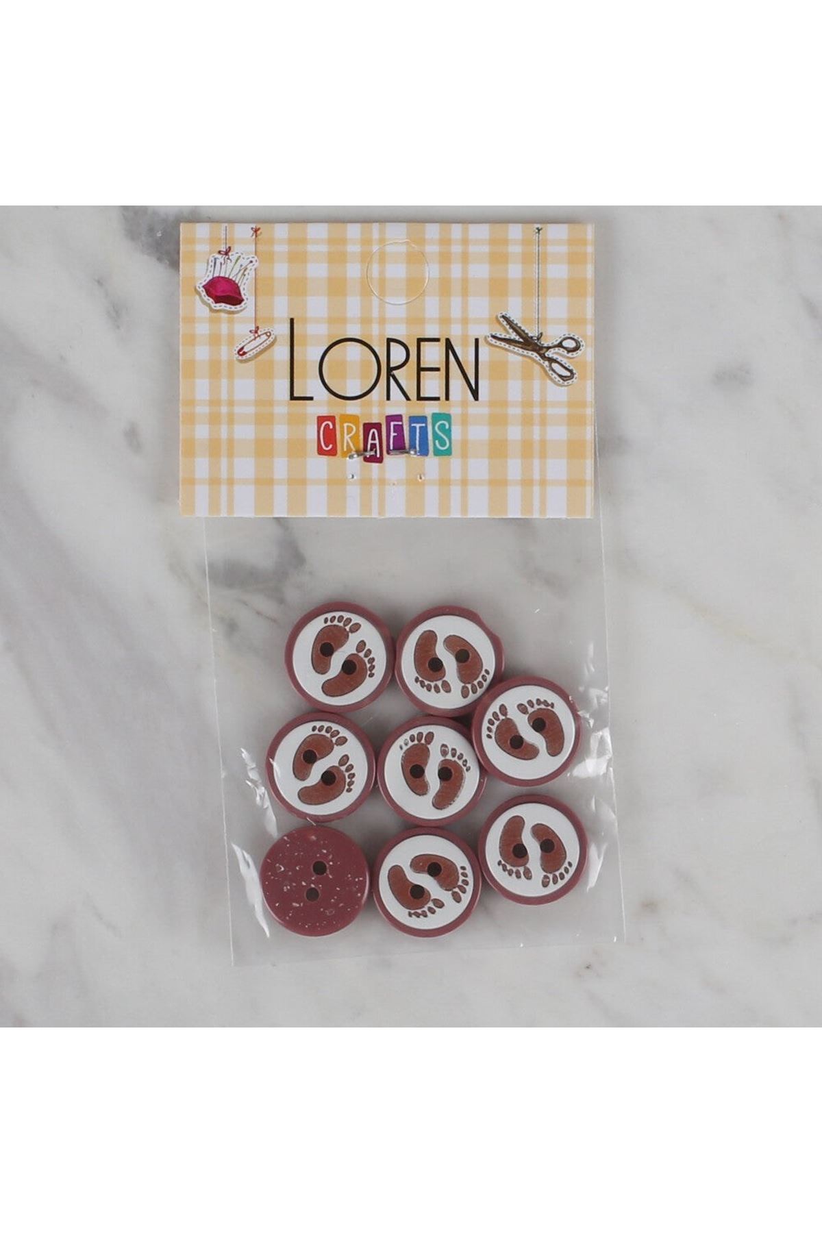 Loren Crafts vişne çürüğü 8 li ayak izi düğme - 43