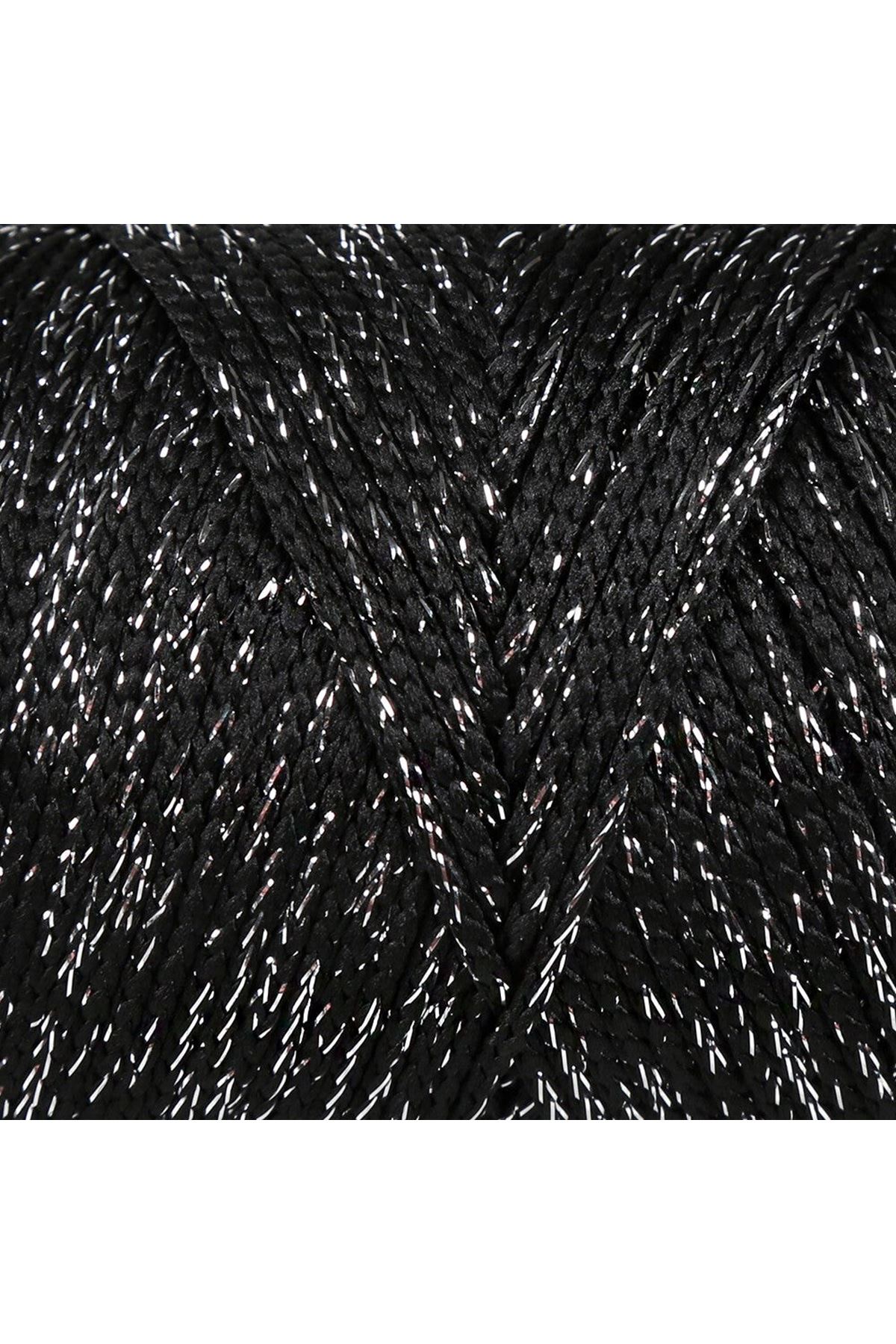 Loren Soft Star Makrome İpi Gümüş Simli Siyah RM10