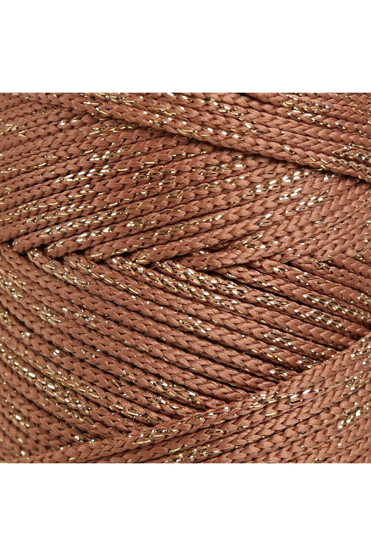 Loren Soft Star Makrome İpi Sarı Simli Kahverengi