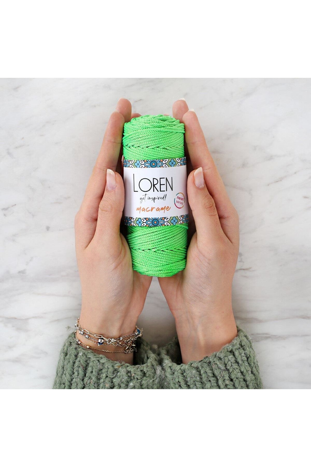 Loren Macrame Neon Yeşil El Örgü İpi - L115
