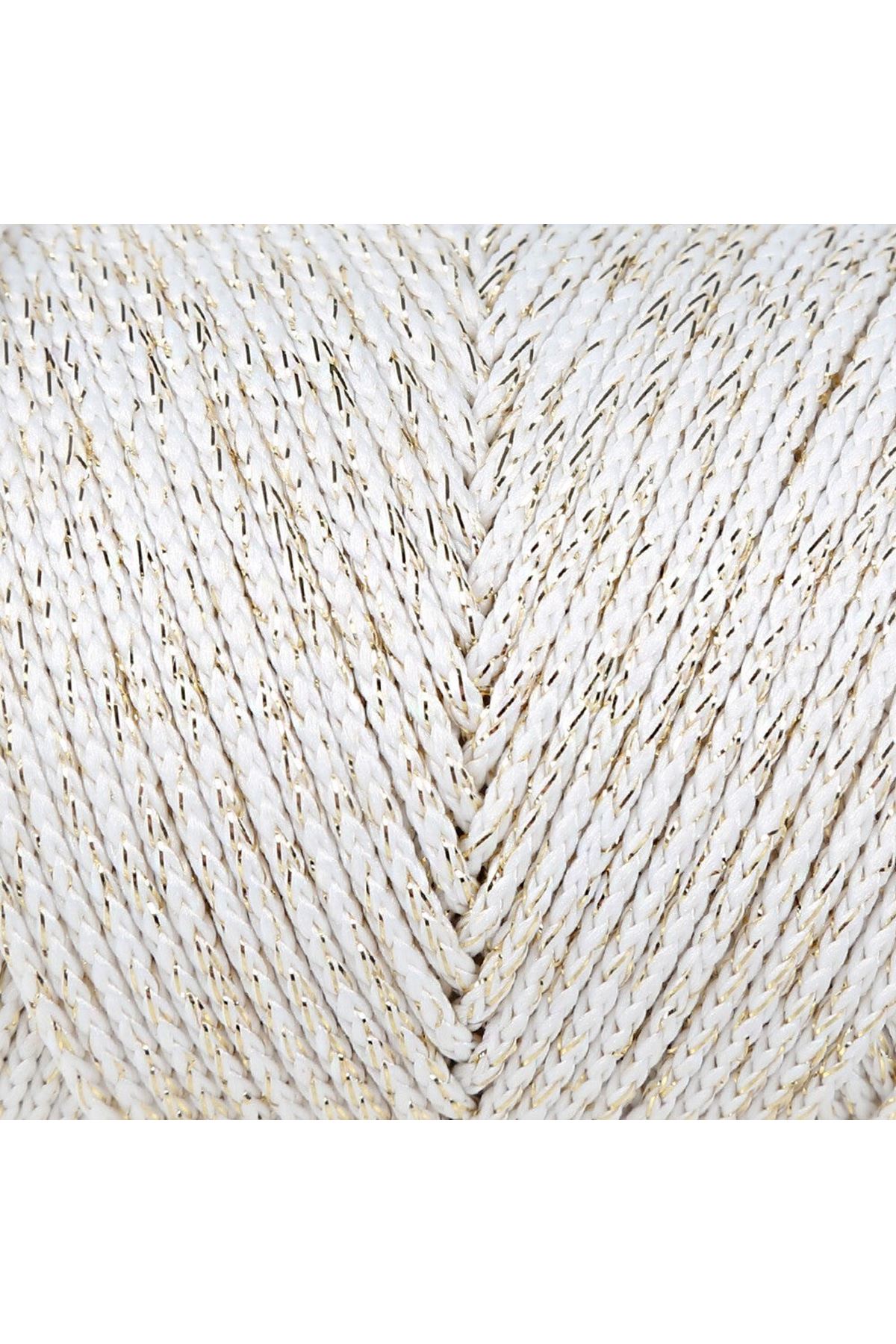 Loren Soft Star Makrome İpi Sarı Simli Krem RM103