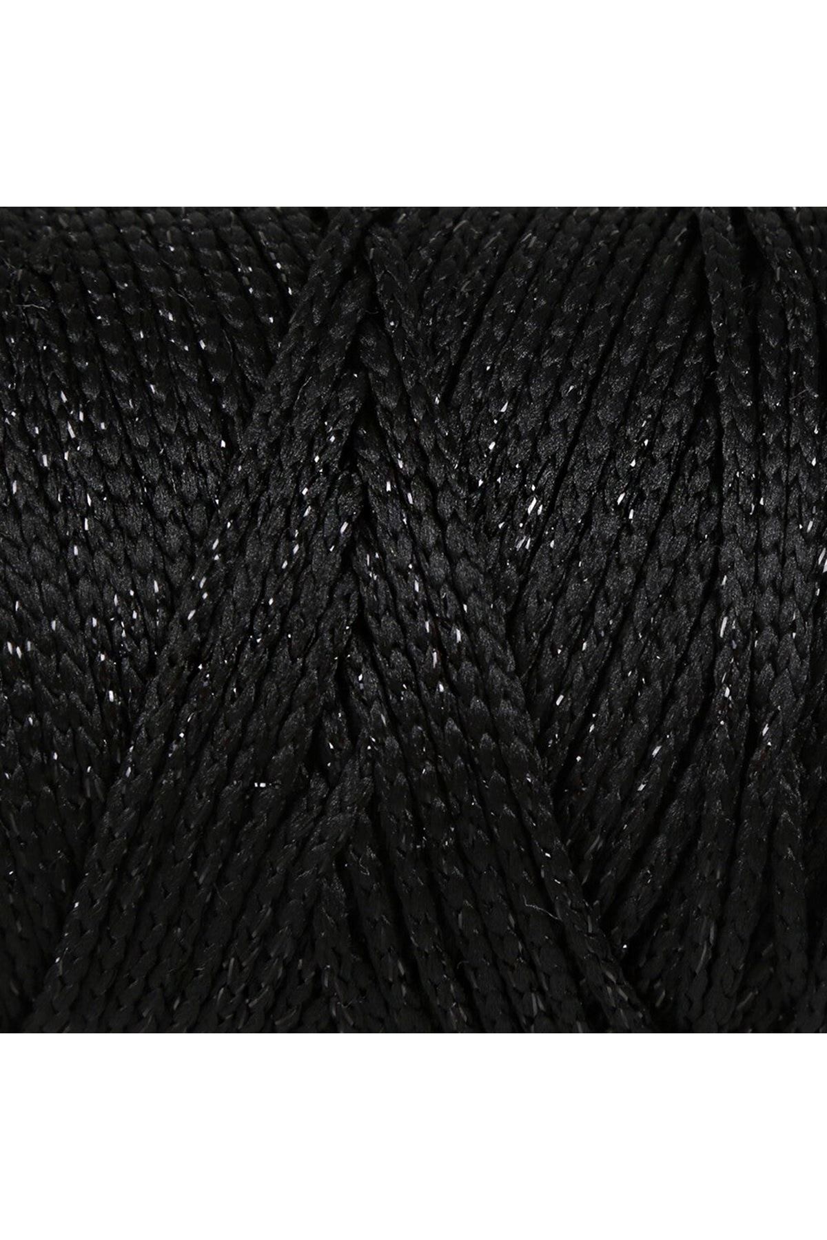 Loren Soft Star Makrome İpi Siyah Simli Siyah RM10