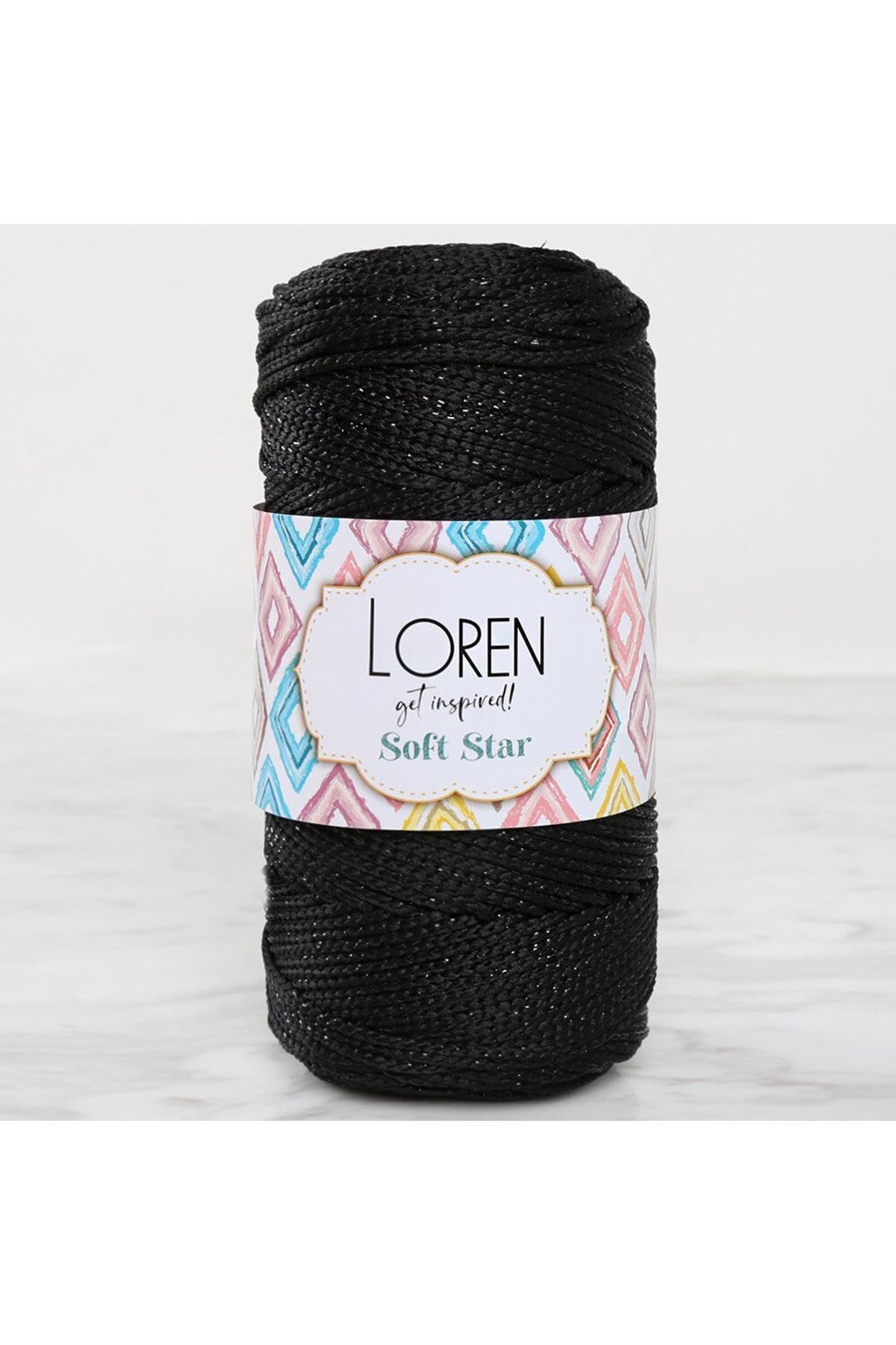 Loren Soft Star Makrome İpi Siyah Simli Siyah RM10
