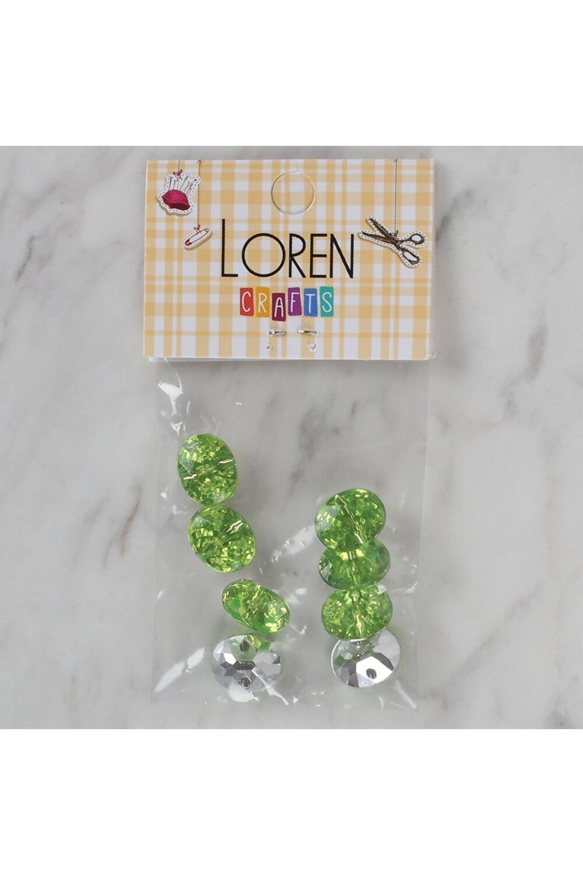 Loren Crafts yeşil 8 li düğme - 247
