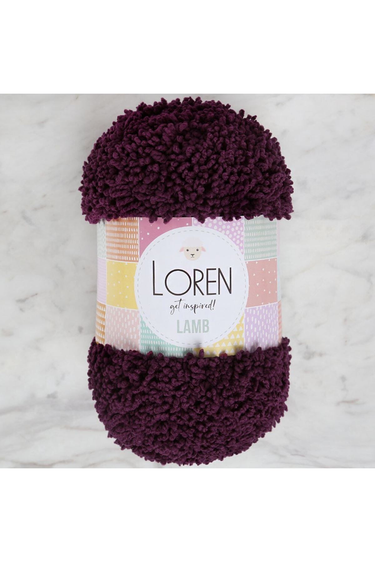 Loren Lamb Patlıcan Moru El Örgü İpi - R015