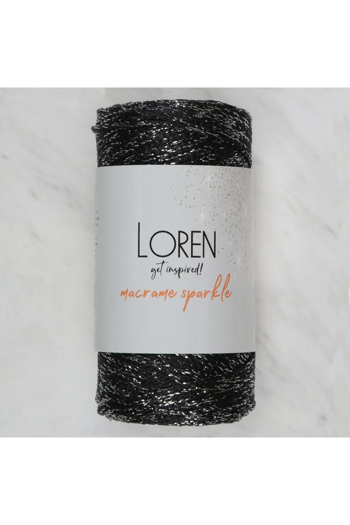Loren Macrame Sparkle Simli Siyah El Örgü İpi - RM