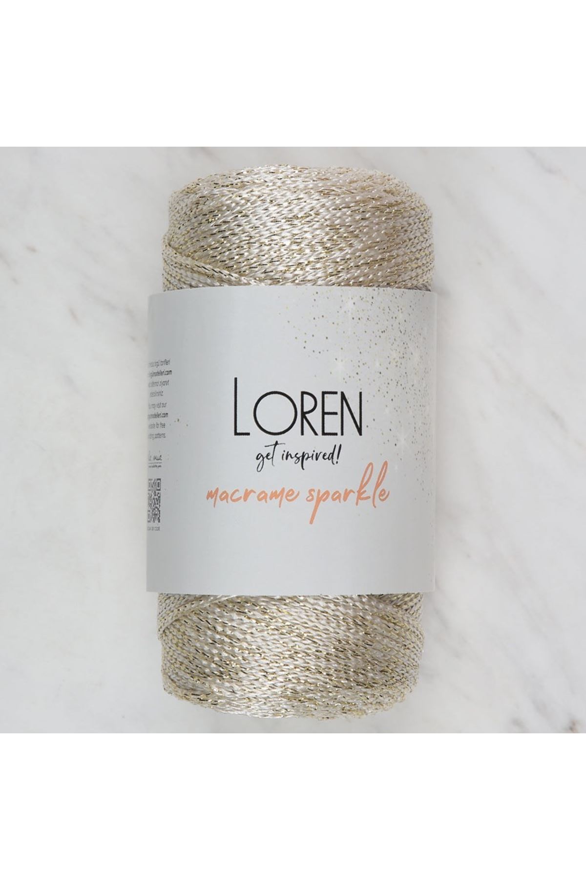 Loren Macrame Sparkle Simli Krem El Örgü İpi - RM