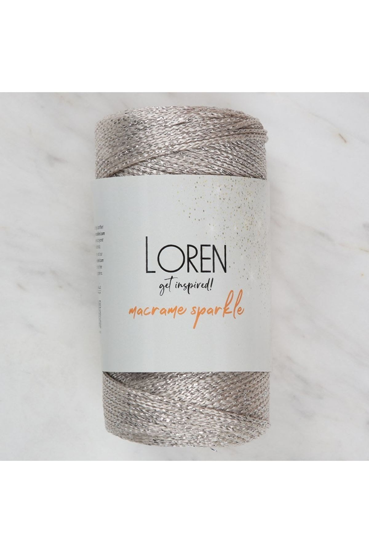 Loren Macrame Sparkle Simli Bej El Örgü İpi - RM 3