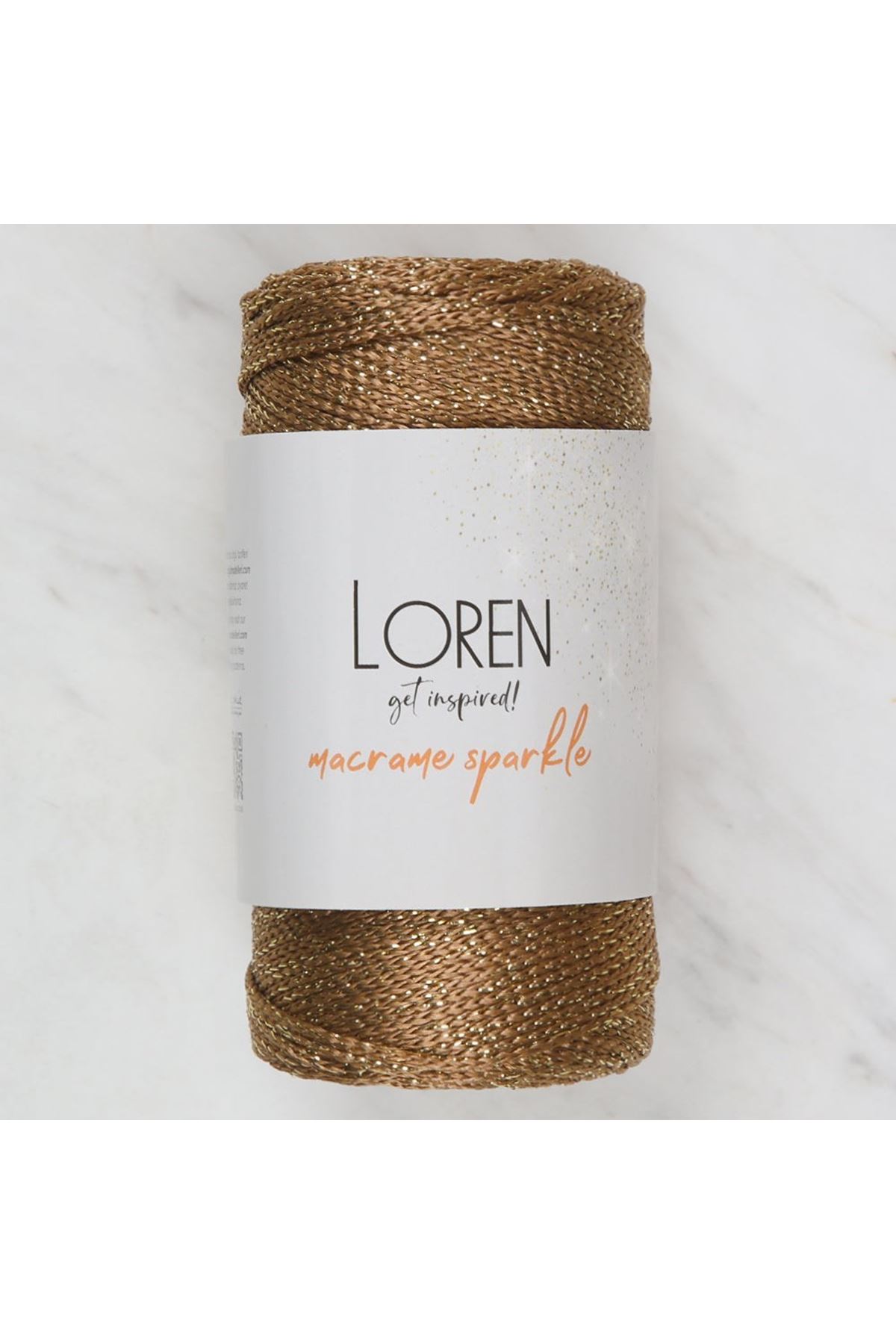 Loren Macrame Sparkle Simli Kahverengi El Örgü İpi