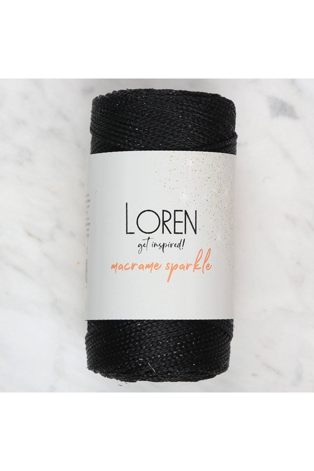 Loren Macrame Sparkle Simli Siyah El Örgü İpi - RM