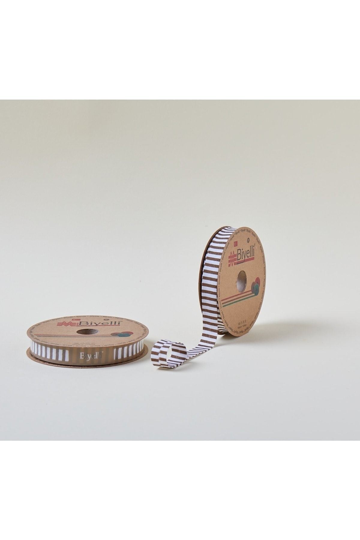 Biye Kalın Çizgili Katlı F05 Kahverengi 2 Cm 25 Metre %65 Koton %35 Polyester