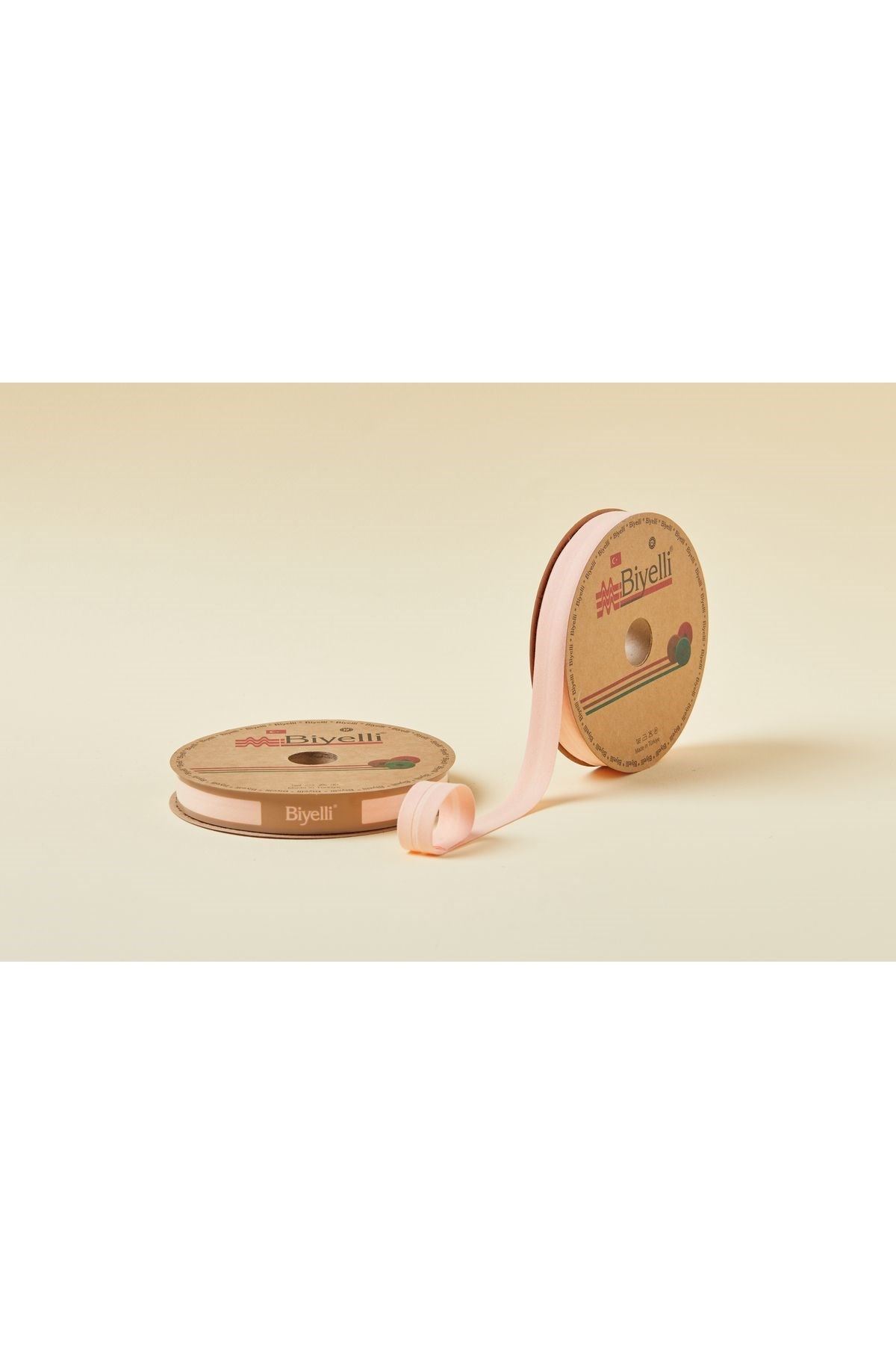 Biye Koton Katlı D45 Somon 2 Cm 25 Metre %65 Koton %35 Polyester