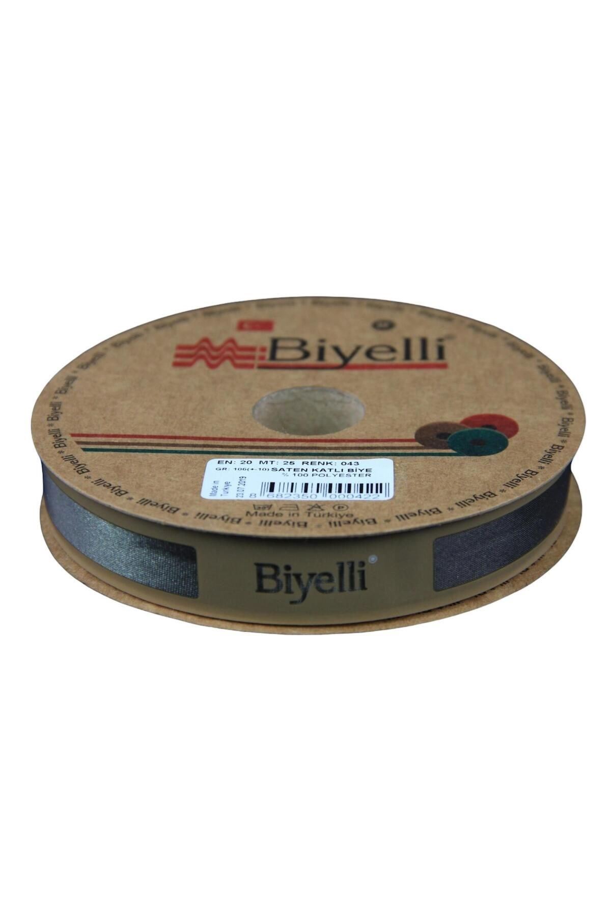 Biye Saten Katlı 043 Haki 2 Cm 25 Metre %100 Polyester