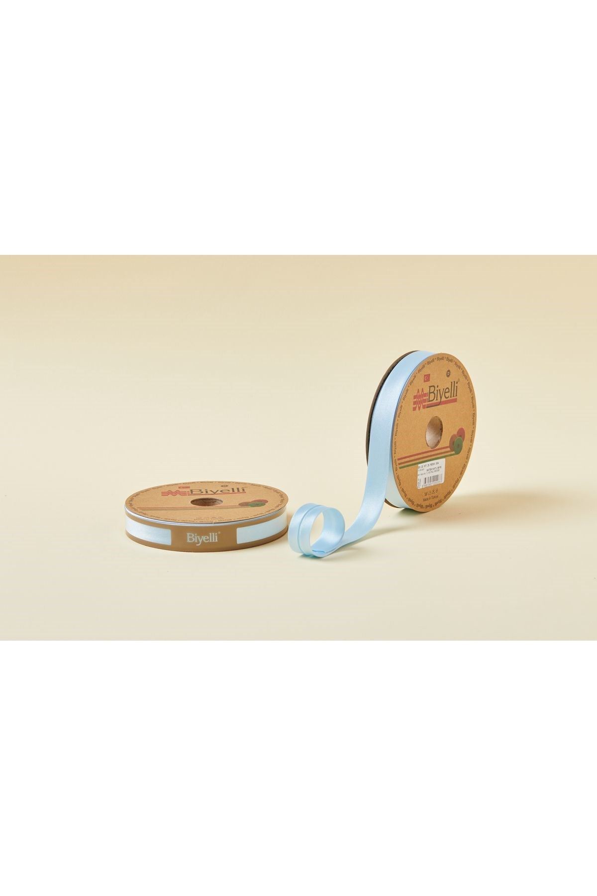 Biye Saten Katlı 004 Mavi 2 Cm 25 Metre %100 Polyester