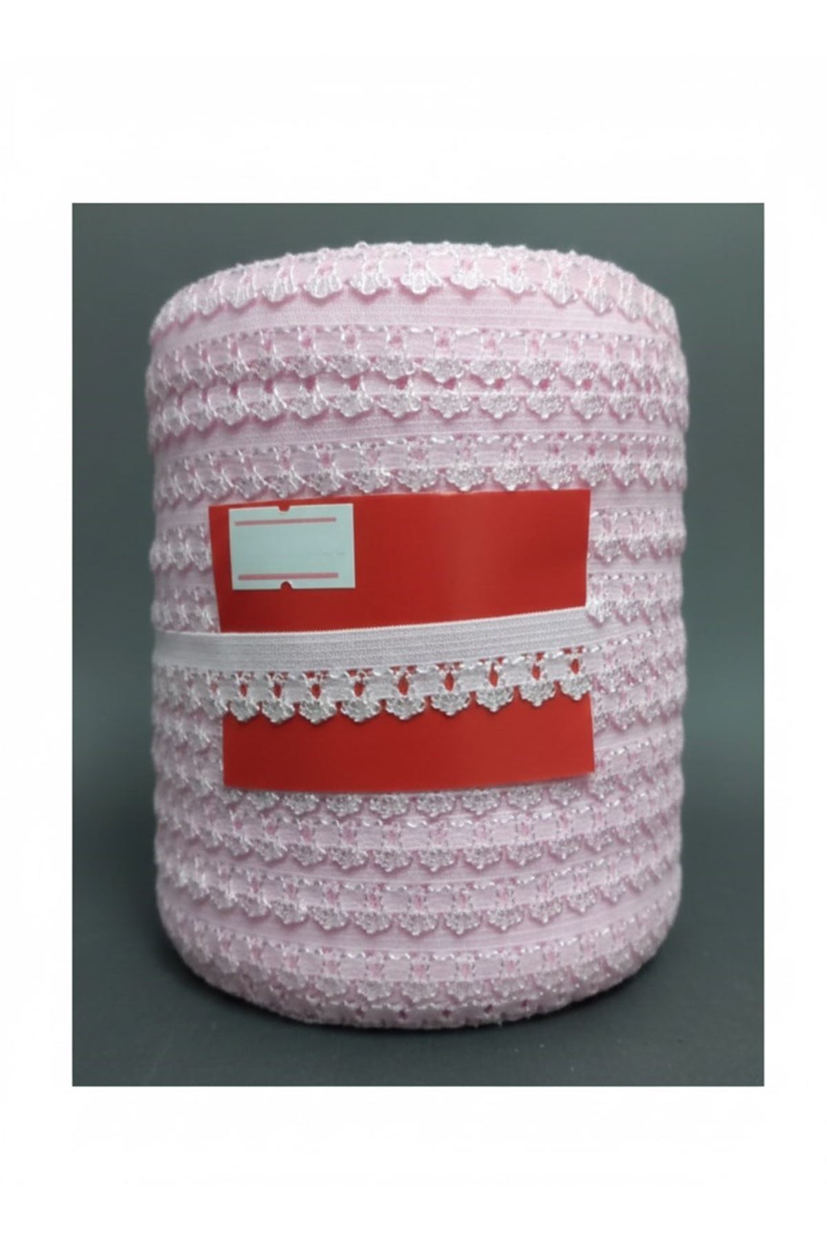 Çamaşır Lastiği Dantelli 1 Cm 1 Metre Açık Pembe