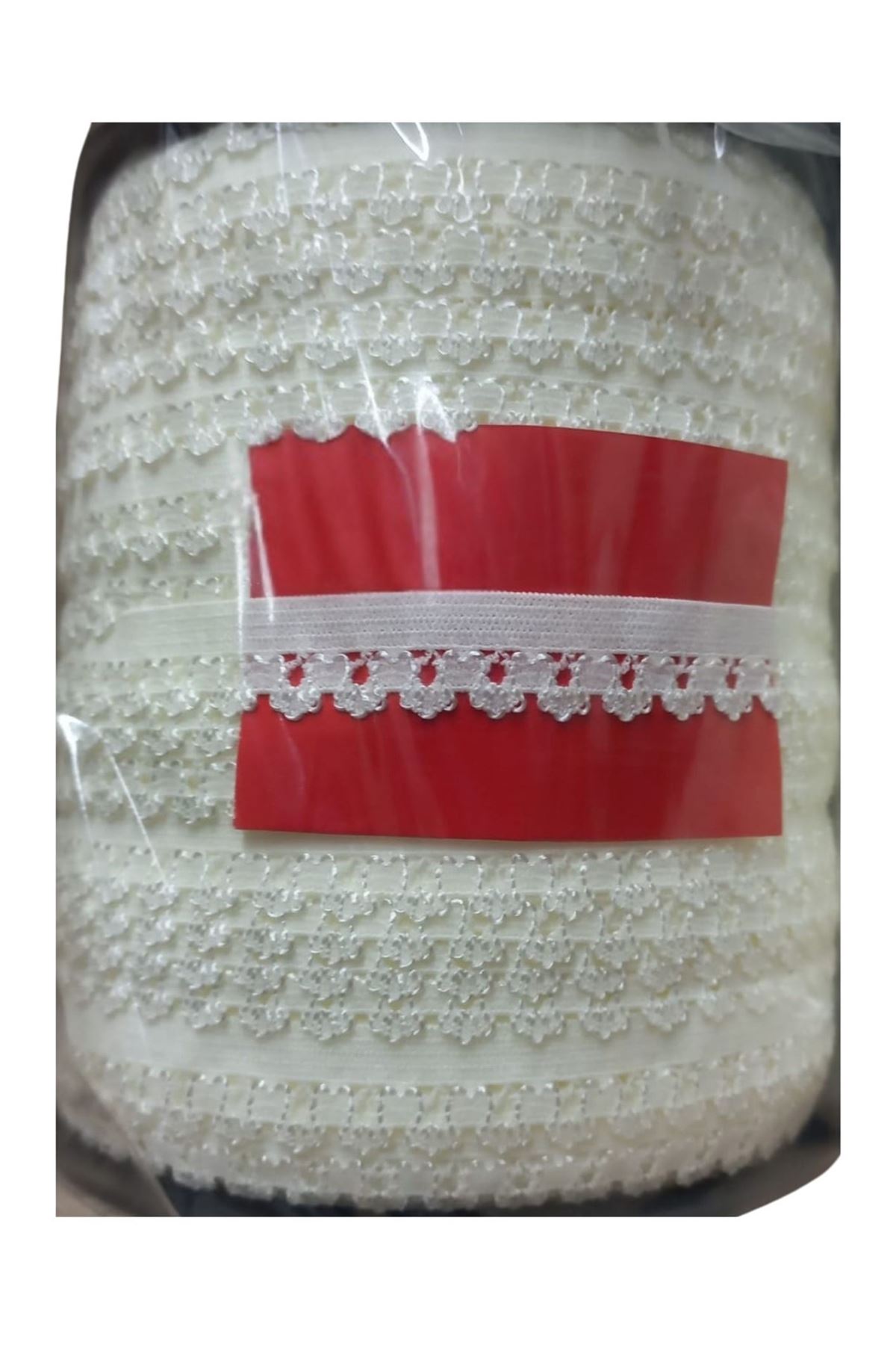 Çamaşır Lastiği Dantelli 1 Cm 75 Metre 1 Top Kırık Beyaz