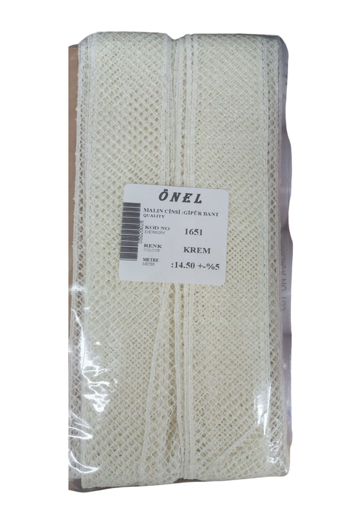 Dantel Polyester Güpür Bant Krem 14,50 Metre En 3 Cm On-1651-kr