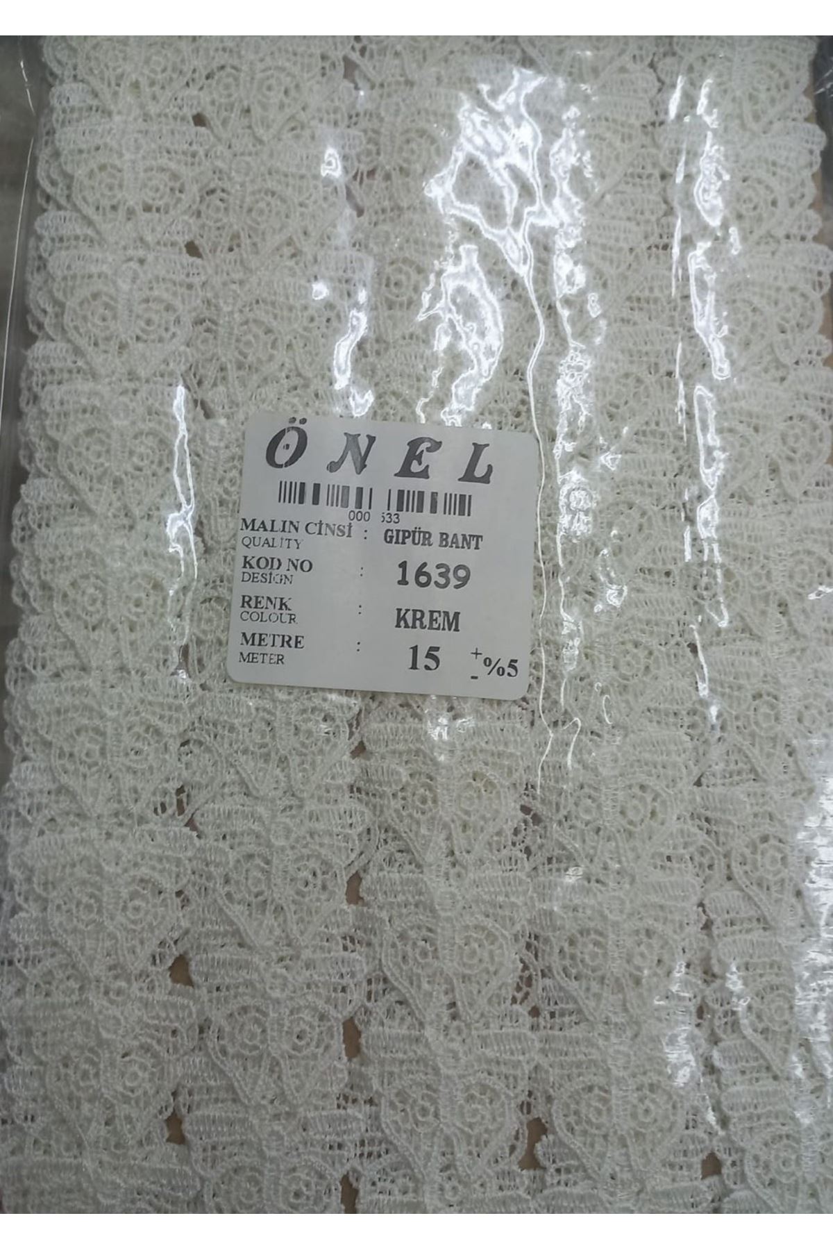 Dantel Polyester Güpür Bant Krem 15 Metre En 6 Cm On-1639-kr