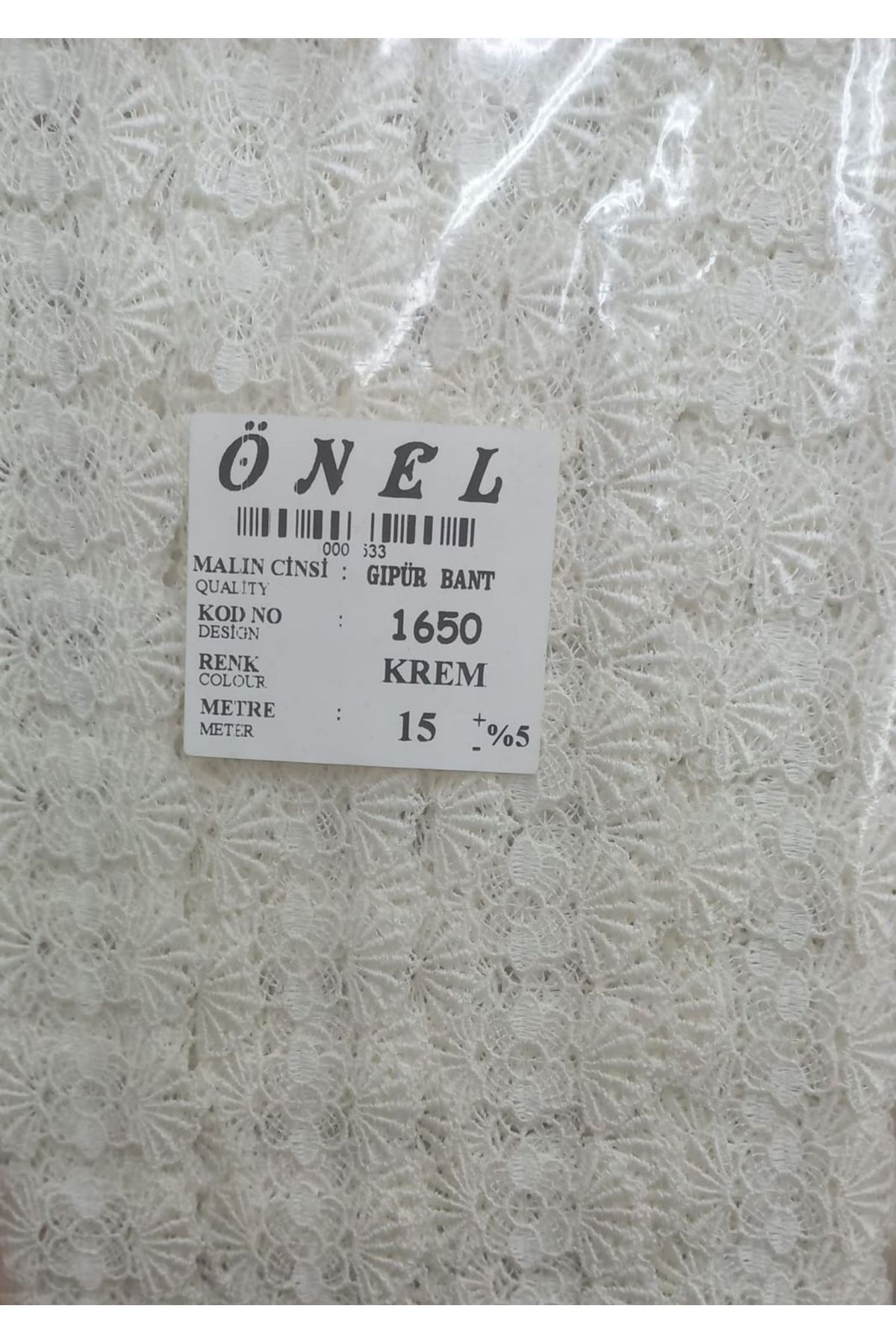 Dantel Polyester Güpür Bant Krem 15 Metre En 6 Cm On-1650-kr
