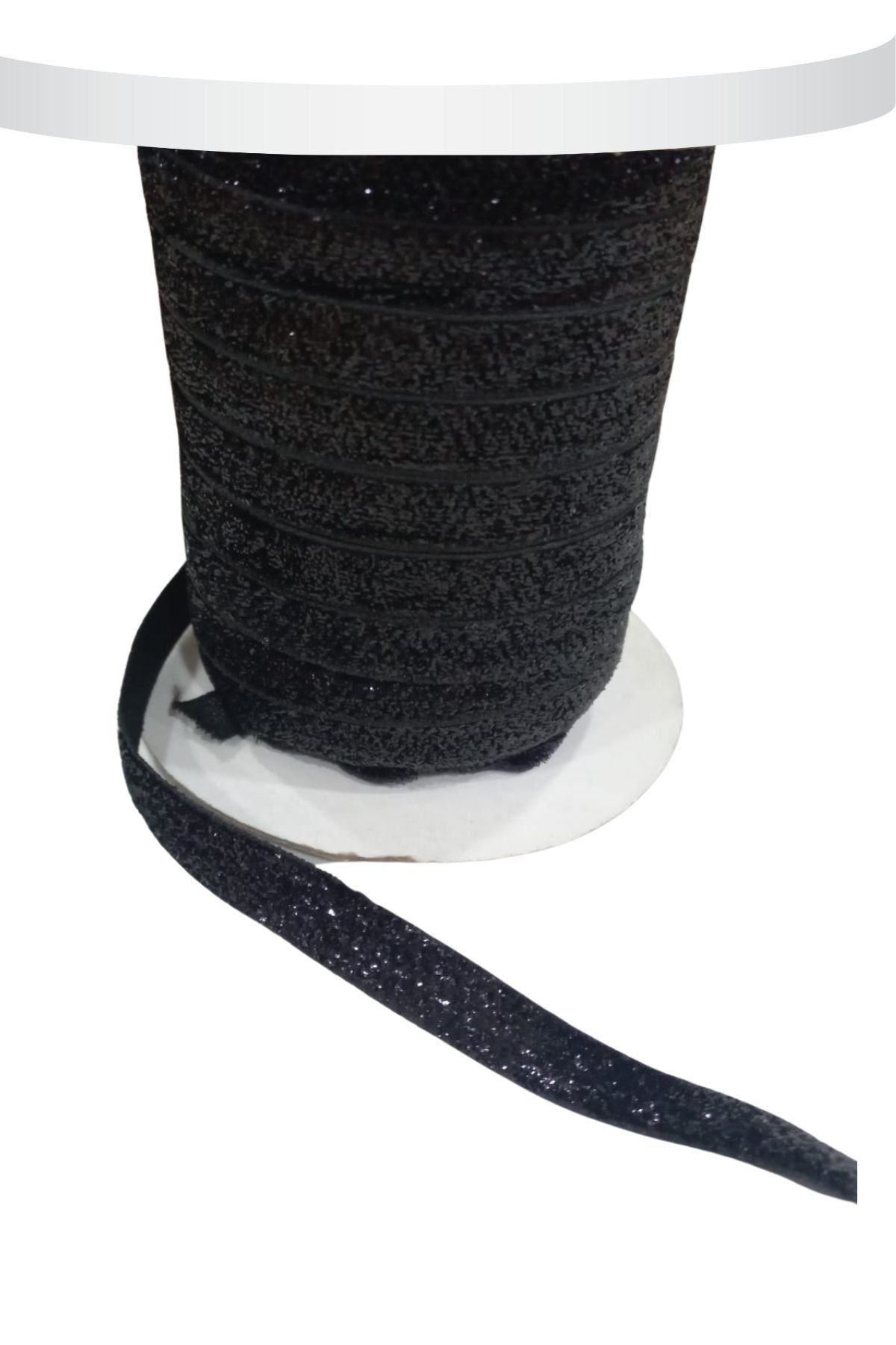 Kadife Kurdele Simli 1 Cm Siyah 1 Metre