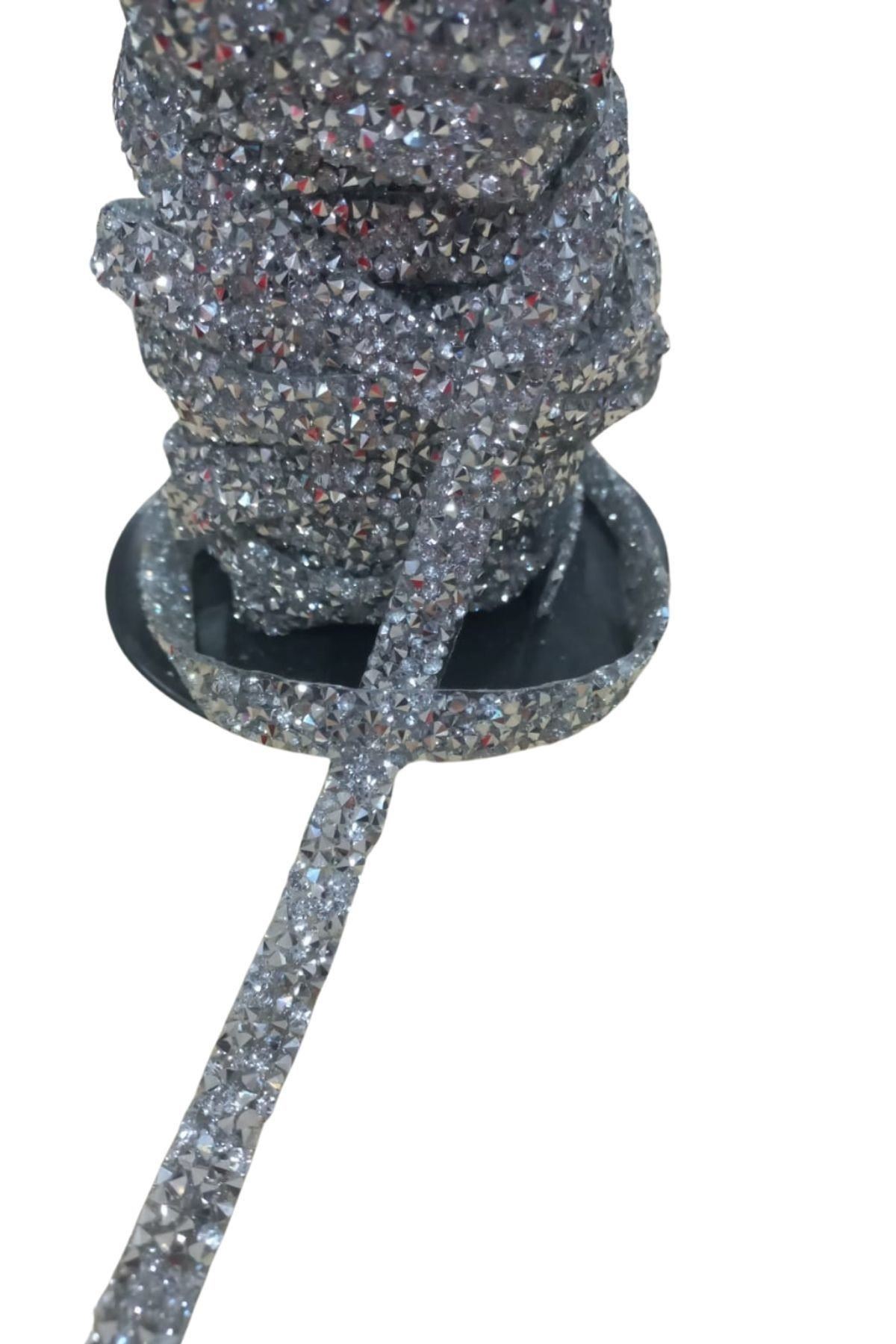 Silikonlu Yapıştırma Taş Şerit 2 Cm Gümüş 1 Metre