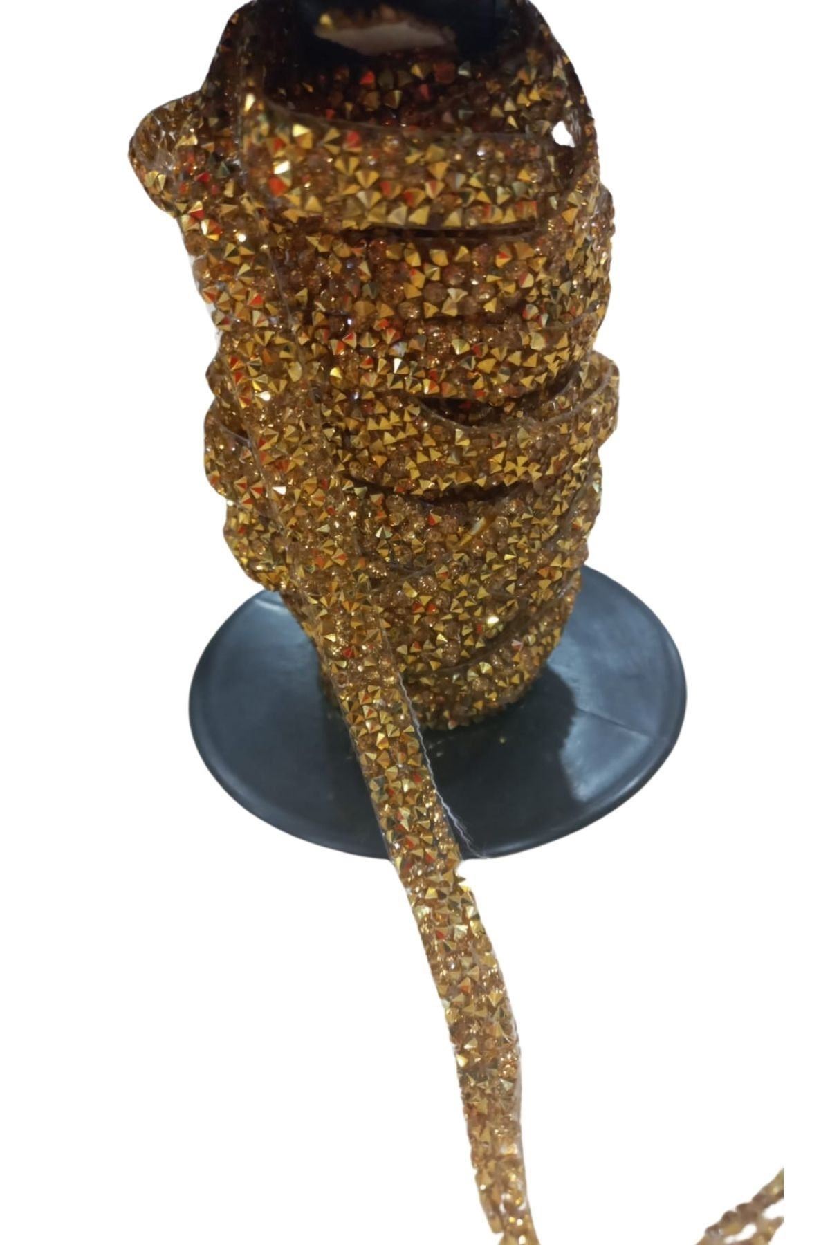 Silikonlu Yapıştırma Taş 1 Cm Gold 1 Metre