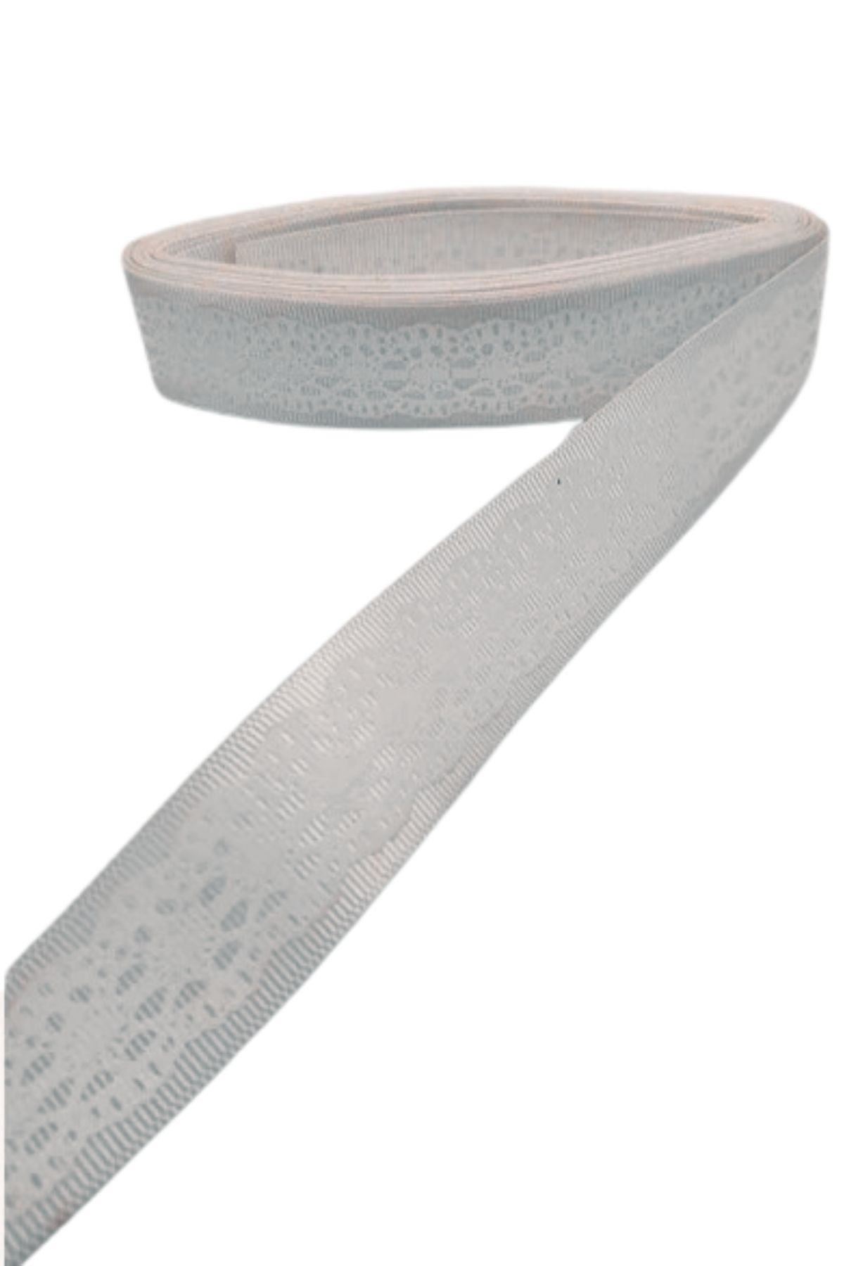 Tafta Dantel Görünümlü Kurdele Gri 25 Mm 2 Metre