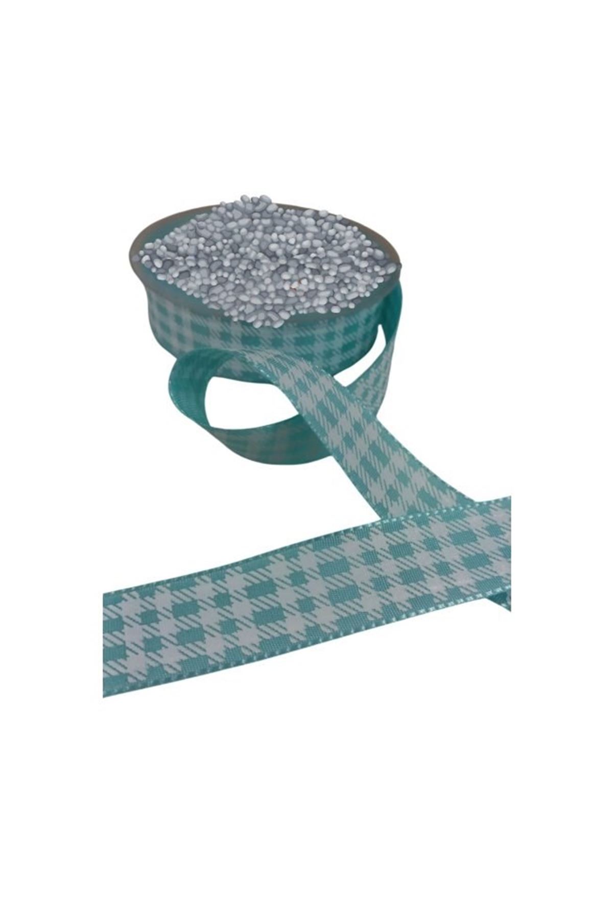 Tafta Ekoseli Kurdele 25 Mm Mint 1 Metre