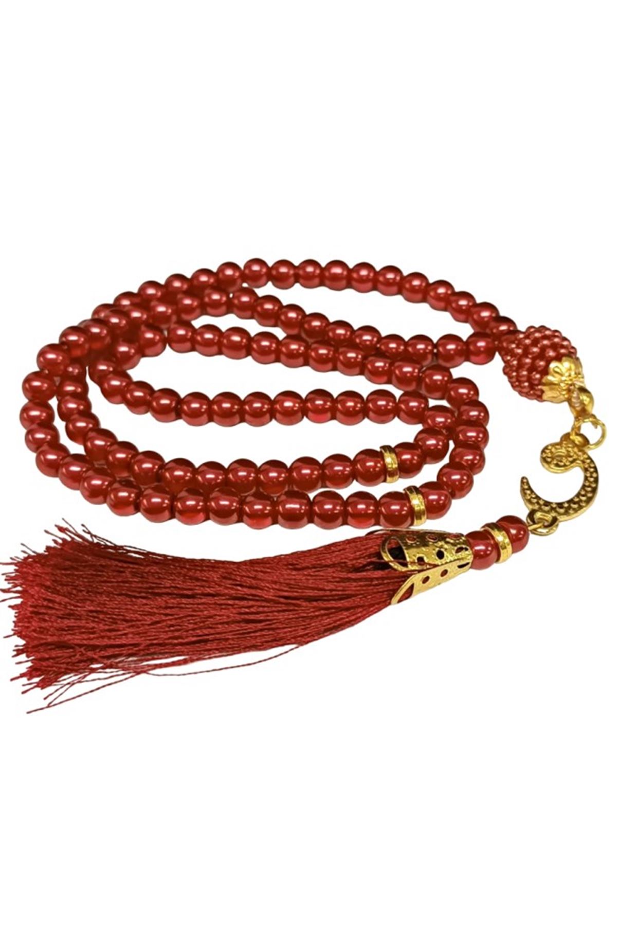 Namaz Tesbihi Vavlı 99'lu Cam İncili Ayet-el Kürsi Dua Kartı İle Fuşya Renk Hediyelik