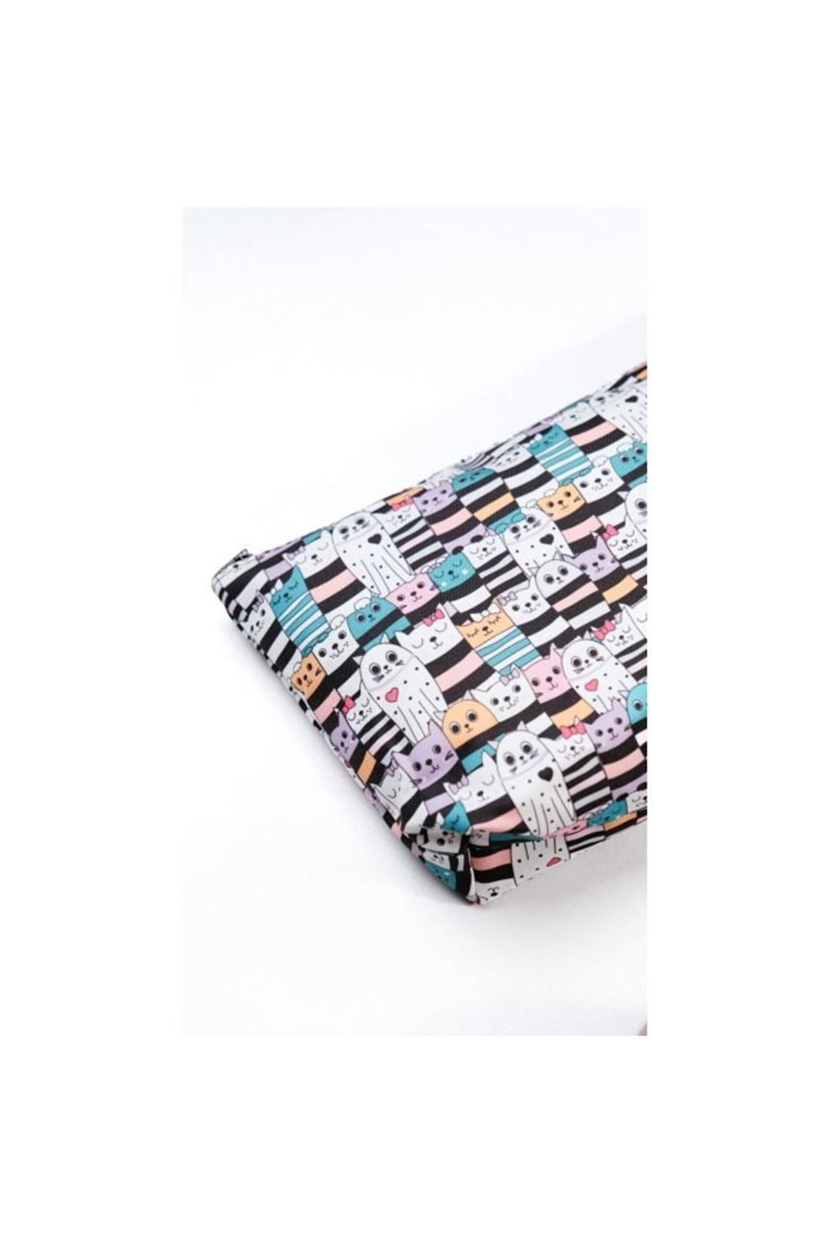 Makyaj Çantası Ve Çok Amaçlı El Çantası Kedi Desenli