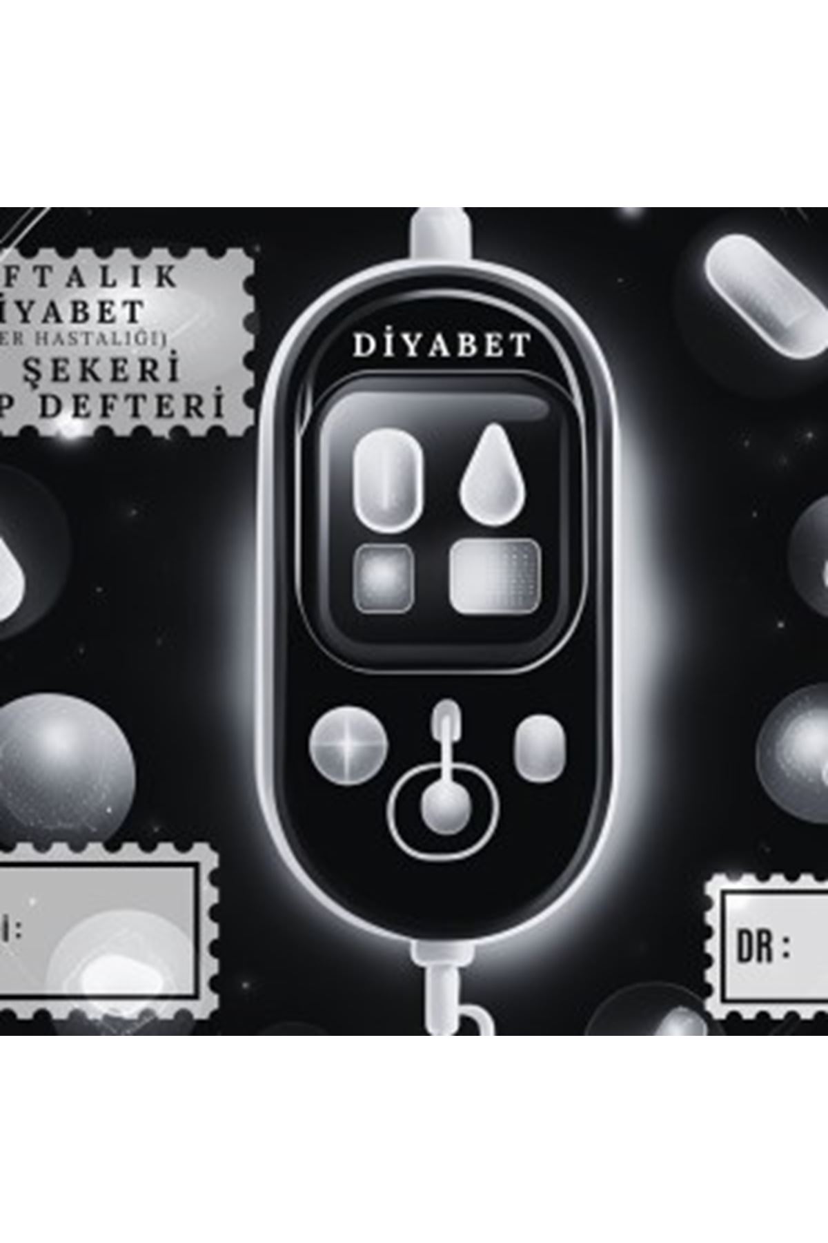 Diyabet Ölçüm Takip Çizelgesi Defteri A Kalite Özel Tasarım 3 Aylık A5 Siyah-beyaz