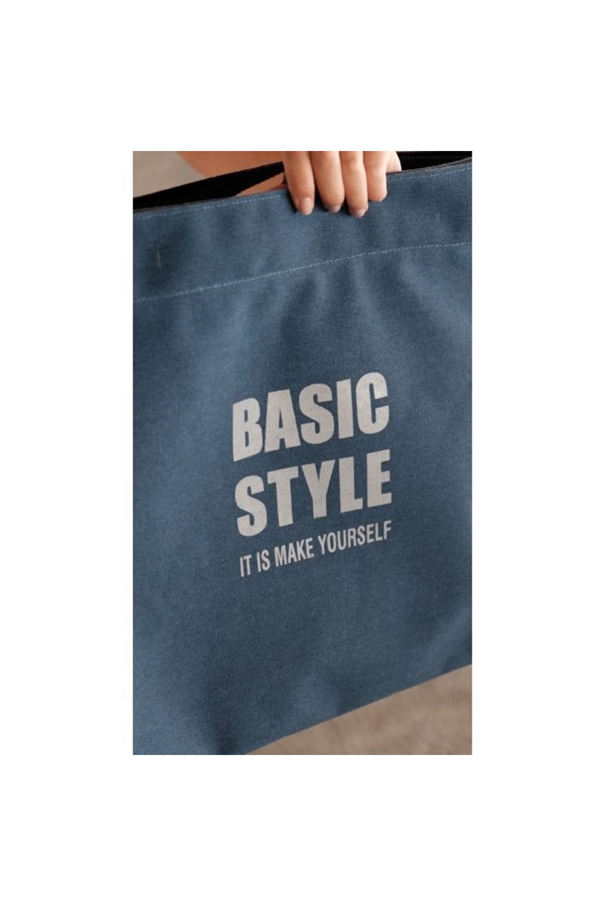 Kanvas Çapraz Askılı Tote Çanta Lacivert