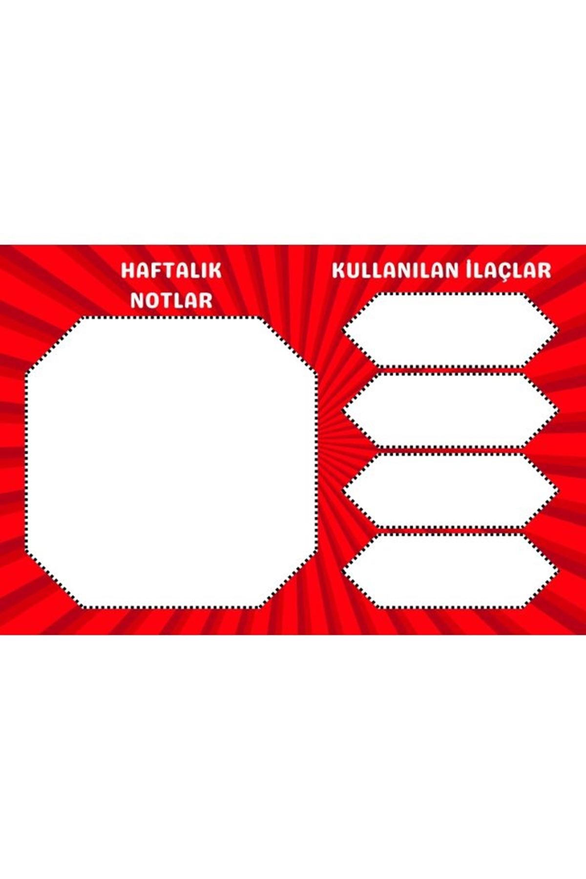 Diyabet Ölçüm Takip Çizelgesi Defteri A Kalite Özel Tasarım 3 Aylık A5 Kırmızı