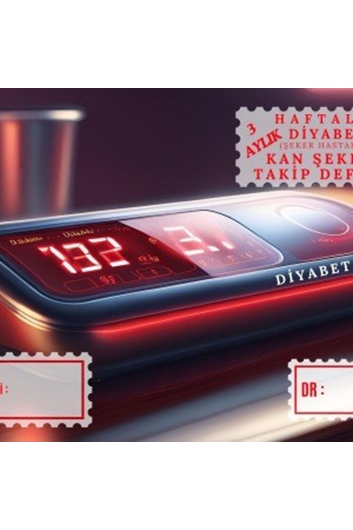 Diyabet Ölçüm Takip Çizelgesi Defteri A Kalite Özel Tasarım 3 Aylık A5 Kırmızı