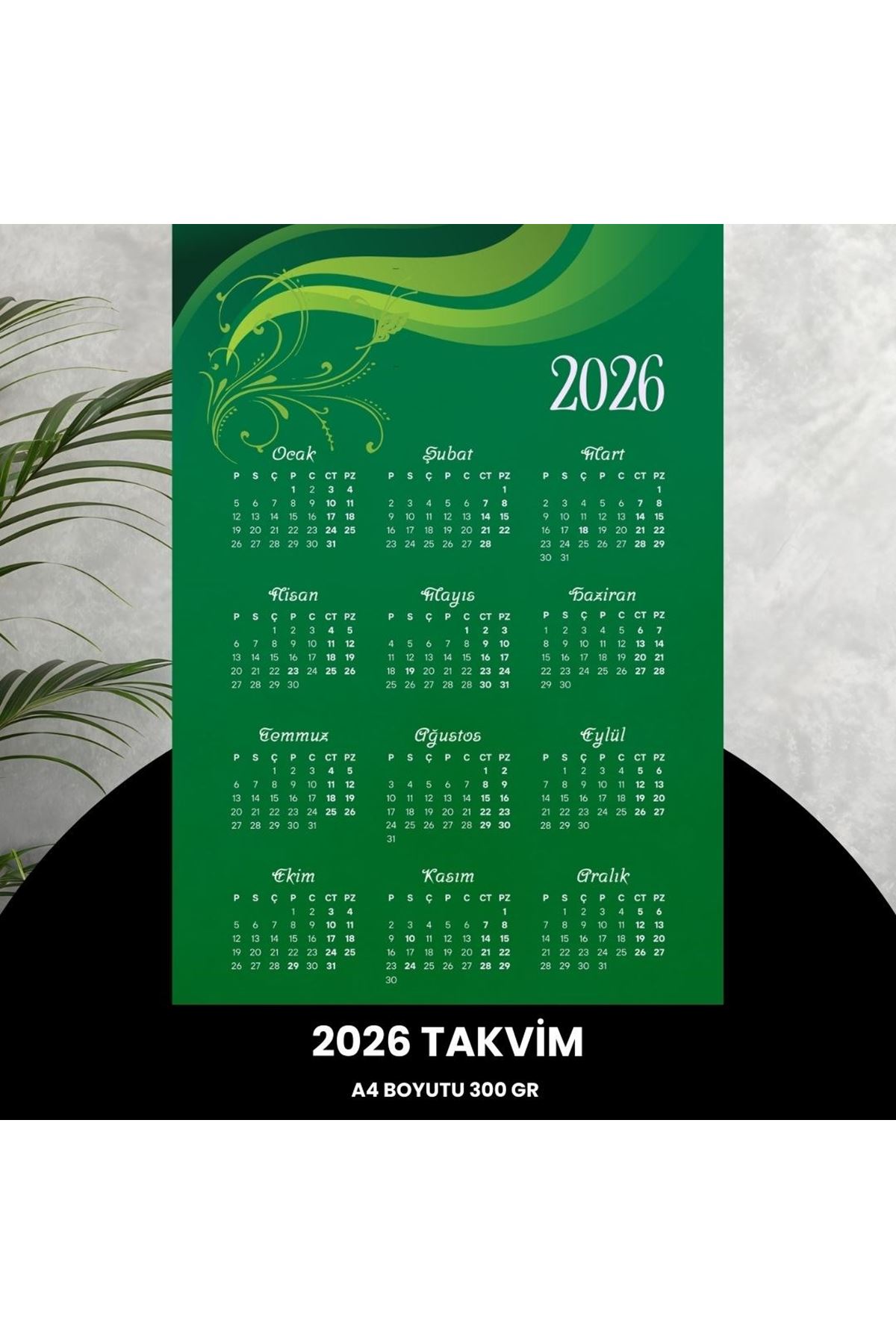 Takvim 2026 Premium A4 300 Gr Dijital Baskı Yeşil