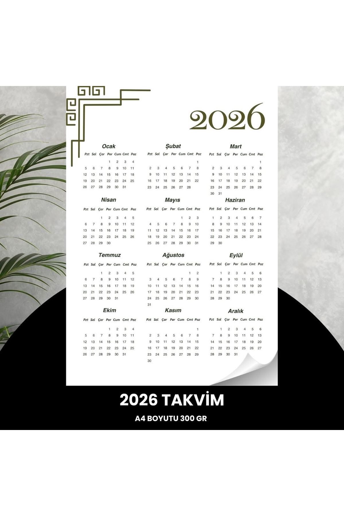 Takvim 2026 Premium A4 300 Gr Dijital Baskı Beyaz