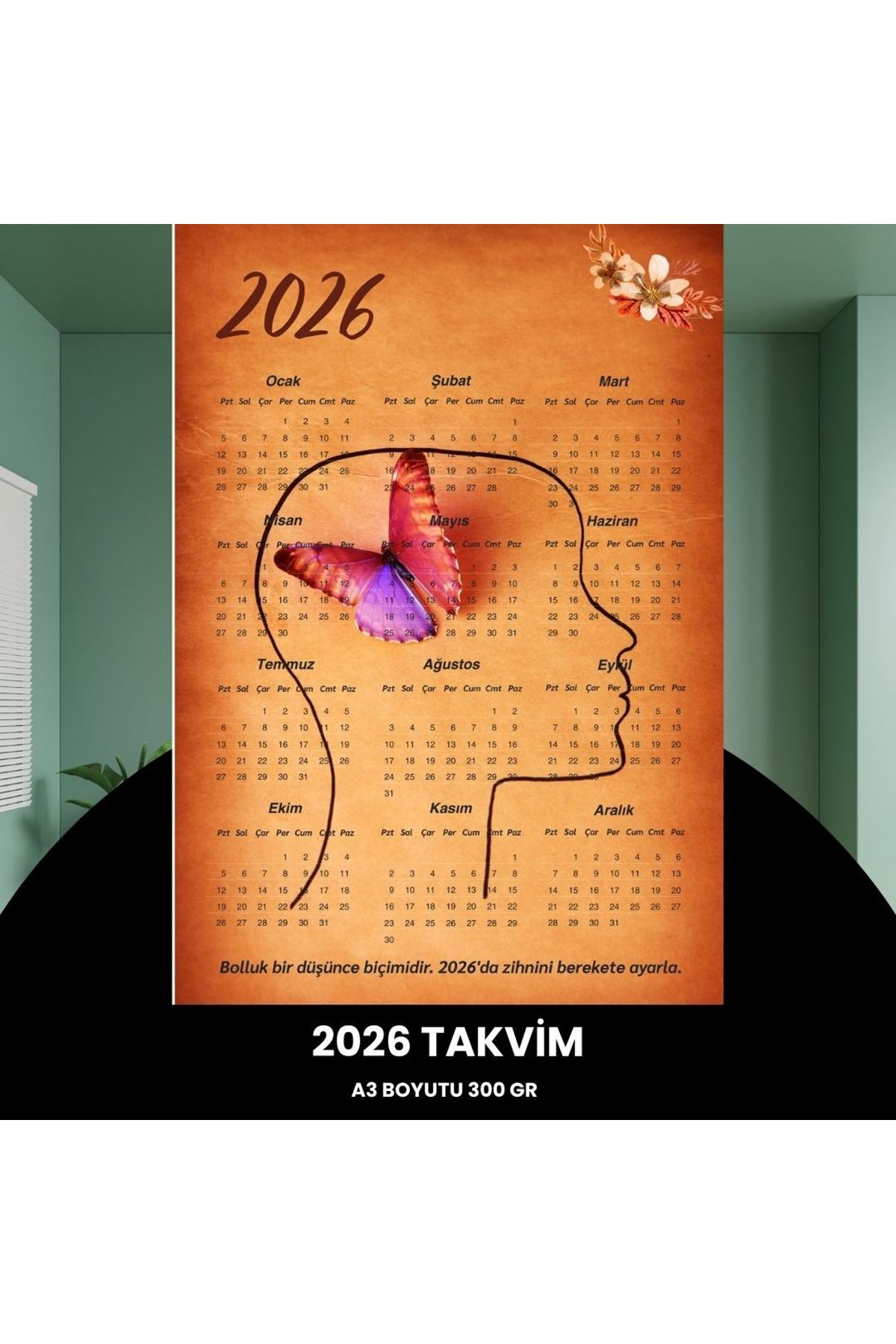 Takvim 2026 Premium A3 300 Gr Dijital Baskı Düşünce