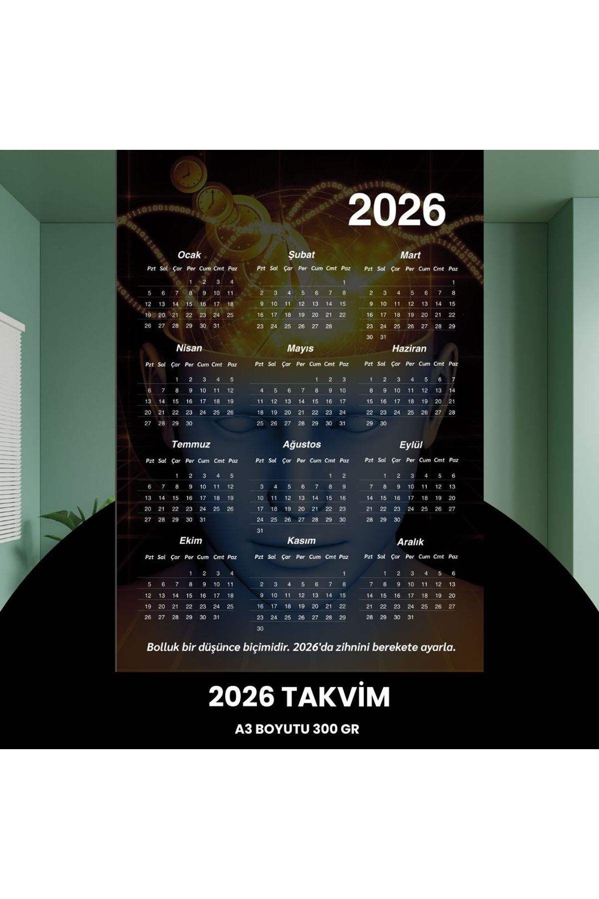 Takvim 2026 Premium A3 300 Gr Dijital Baskı Mistik