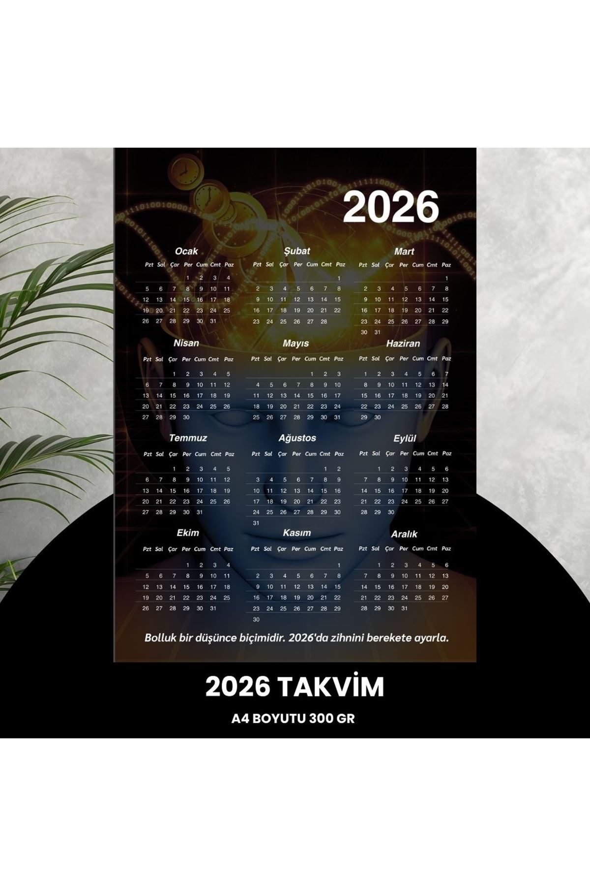 Takvim 2026 Premium A4 300 Gr Dijital Baskı Mistik