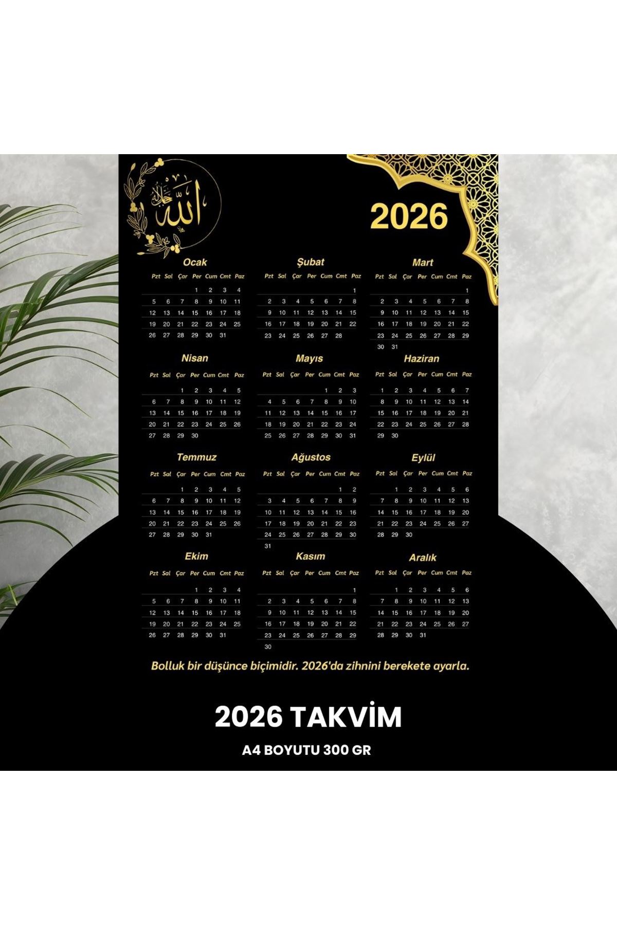 Takvim 2026 Premium A4 300 Gr Dijital Baskı Altın