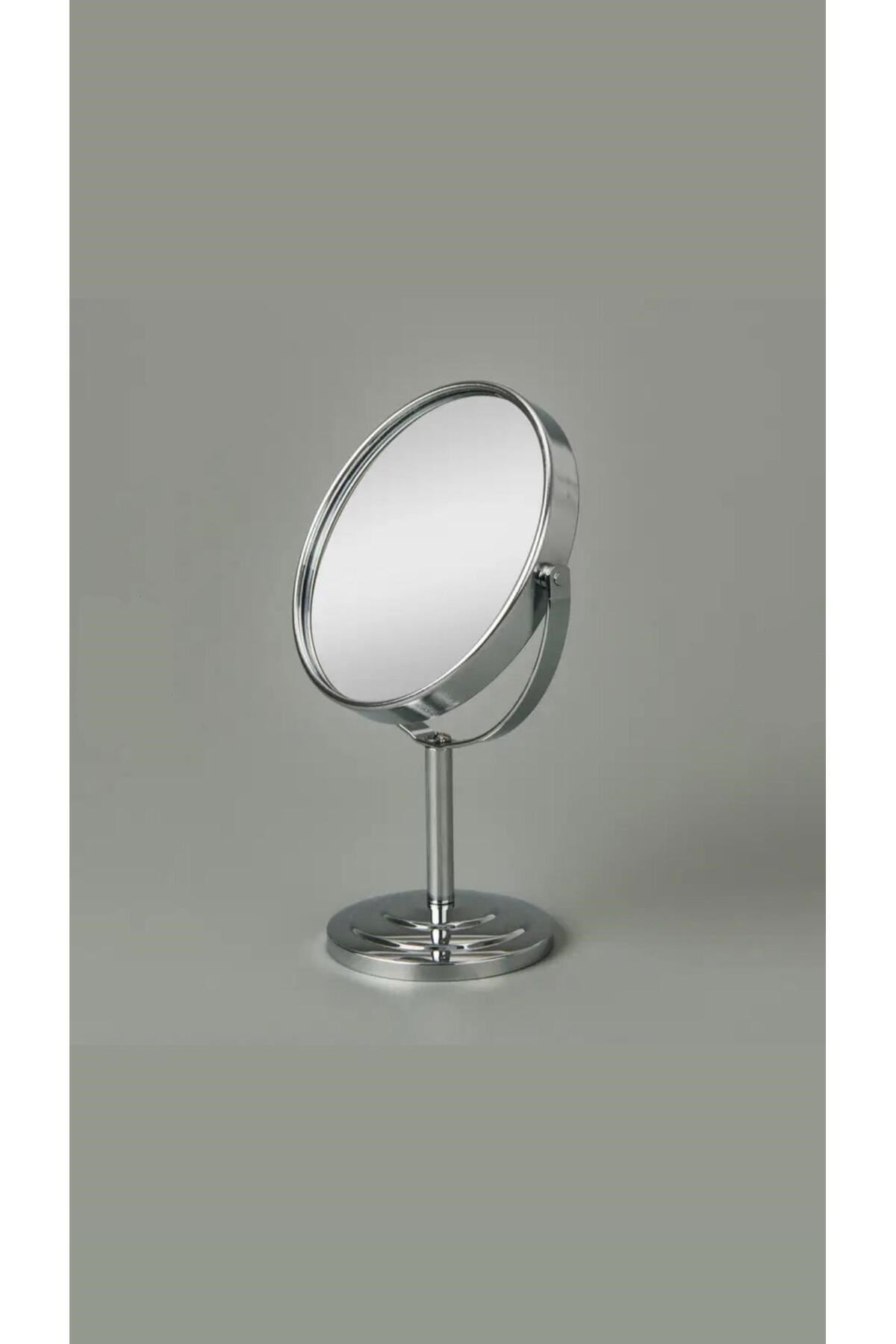 Masaüstü Ayaklı 360° Dönebilen Ev, Ofis, İşyeri, Seyahat İçin Mini Krom büyüteçli ayna 21x15