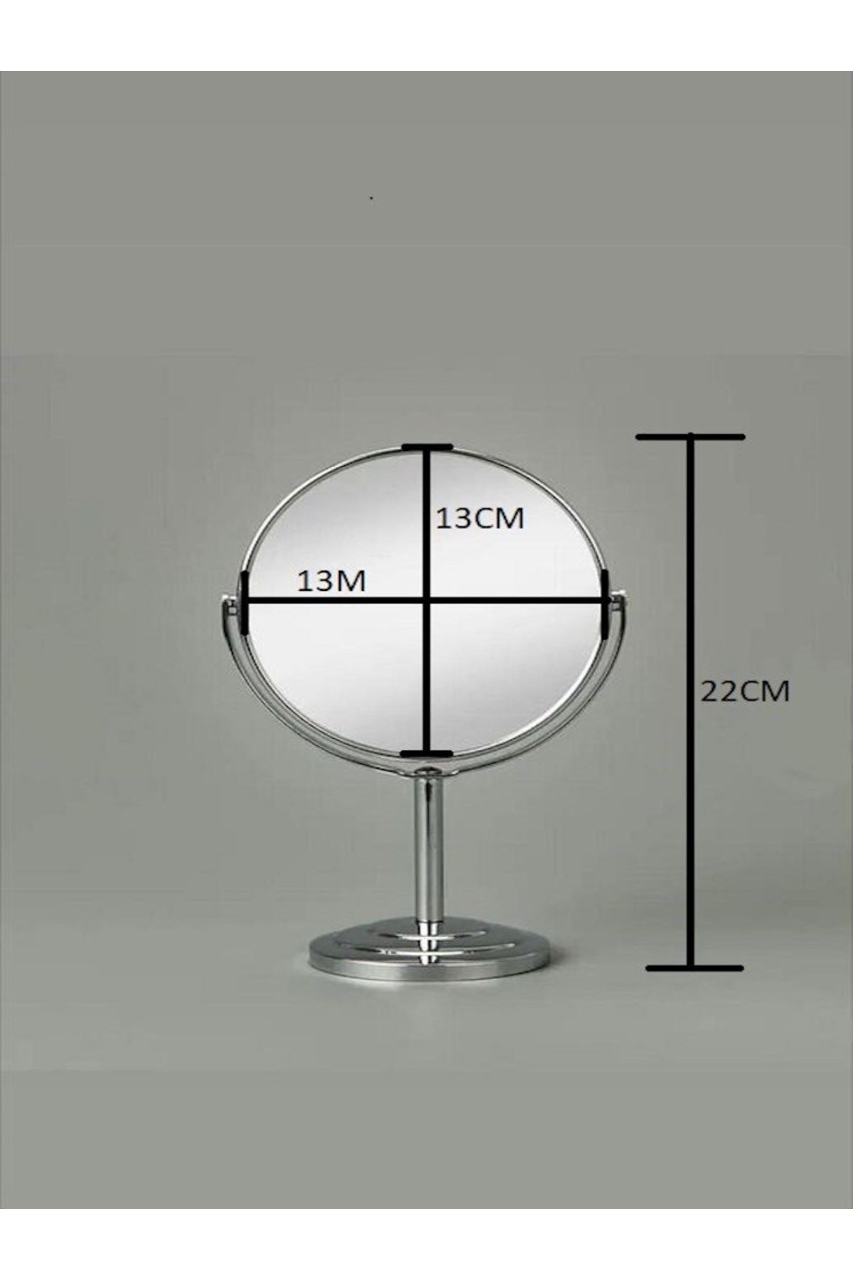Masaüstü Ayaklı 360° Dönebilen Ev, Ofis, İşyeri, Seyahat İçin Mini Krom büyüteçli ayna 21x15