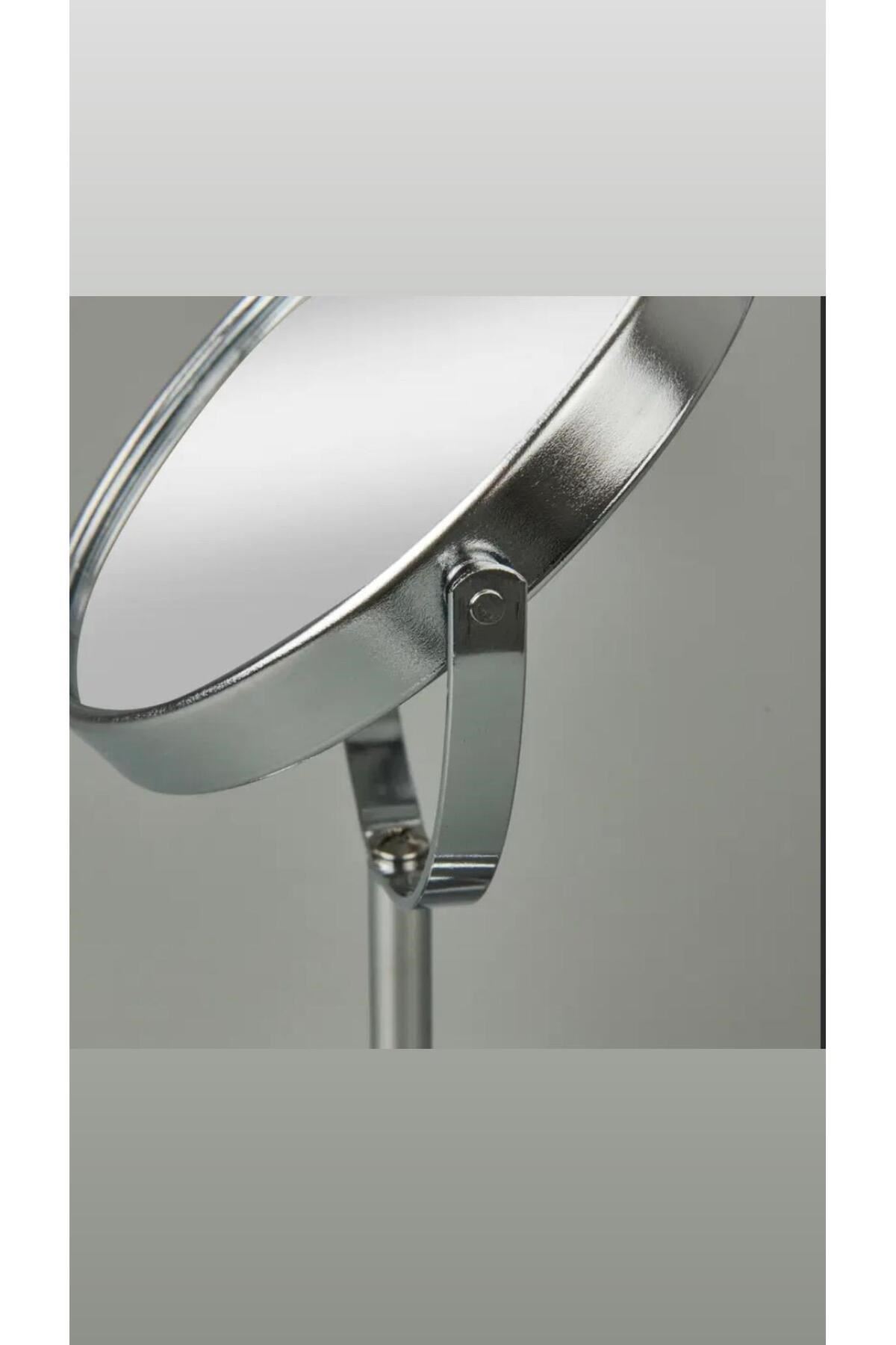 Masaüstü Ayaklı 360° Dönebilen Ev, Ofis, İşyeri, Seyahat İçin Mini Krom büyüteçli ayna 21x15