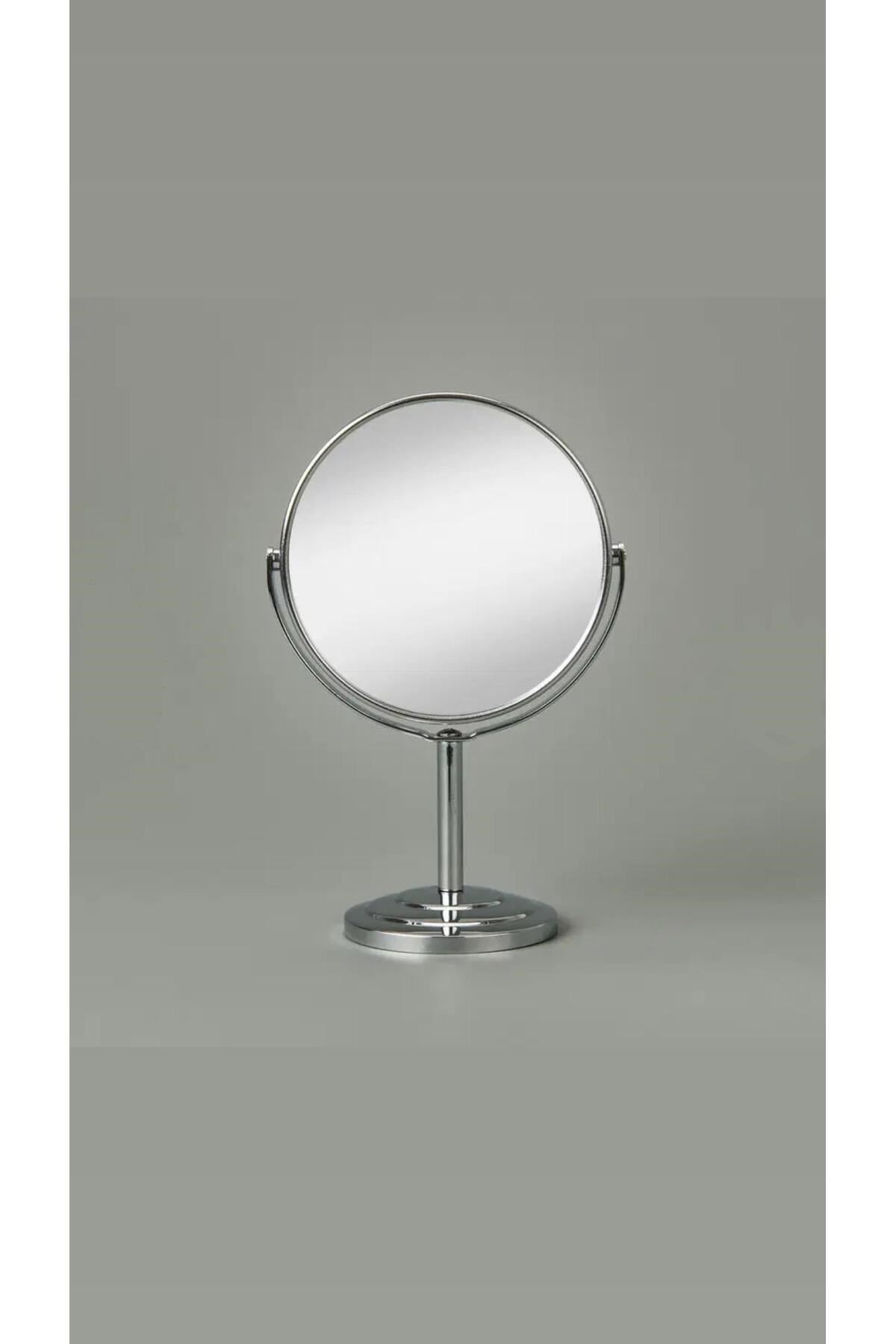 Masaüstü Ayaklı 360° Dönebilen Ev, Ofis, İşyeri, Seyahat İçin Mini Krom büyüteçli ayna 21x15