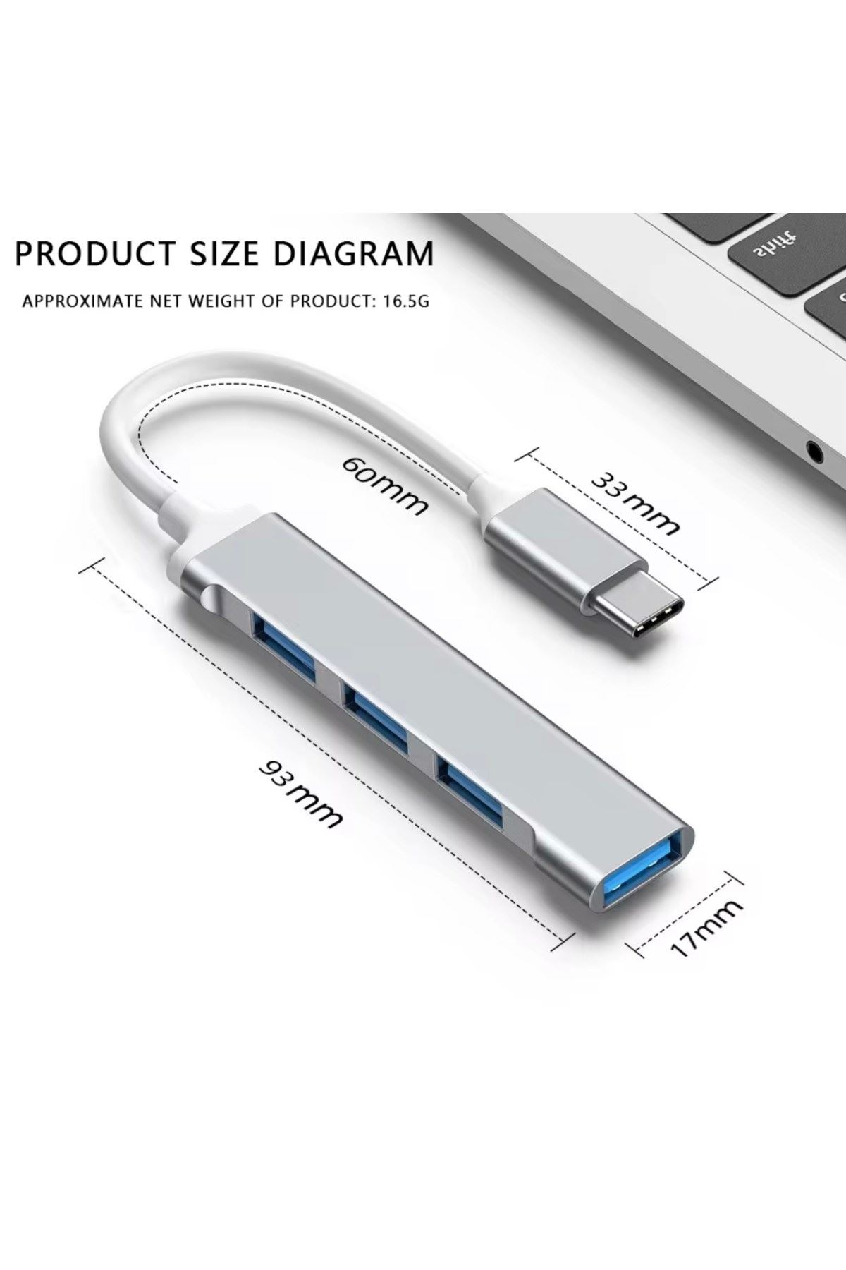 Type-C USB Çoklayıcı Hub | 1x USB 3.0 + 3x USB 2.0 | Yüksek Hızlı Dönüştürücü Adaptö