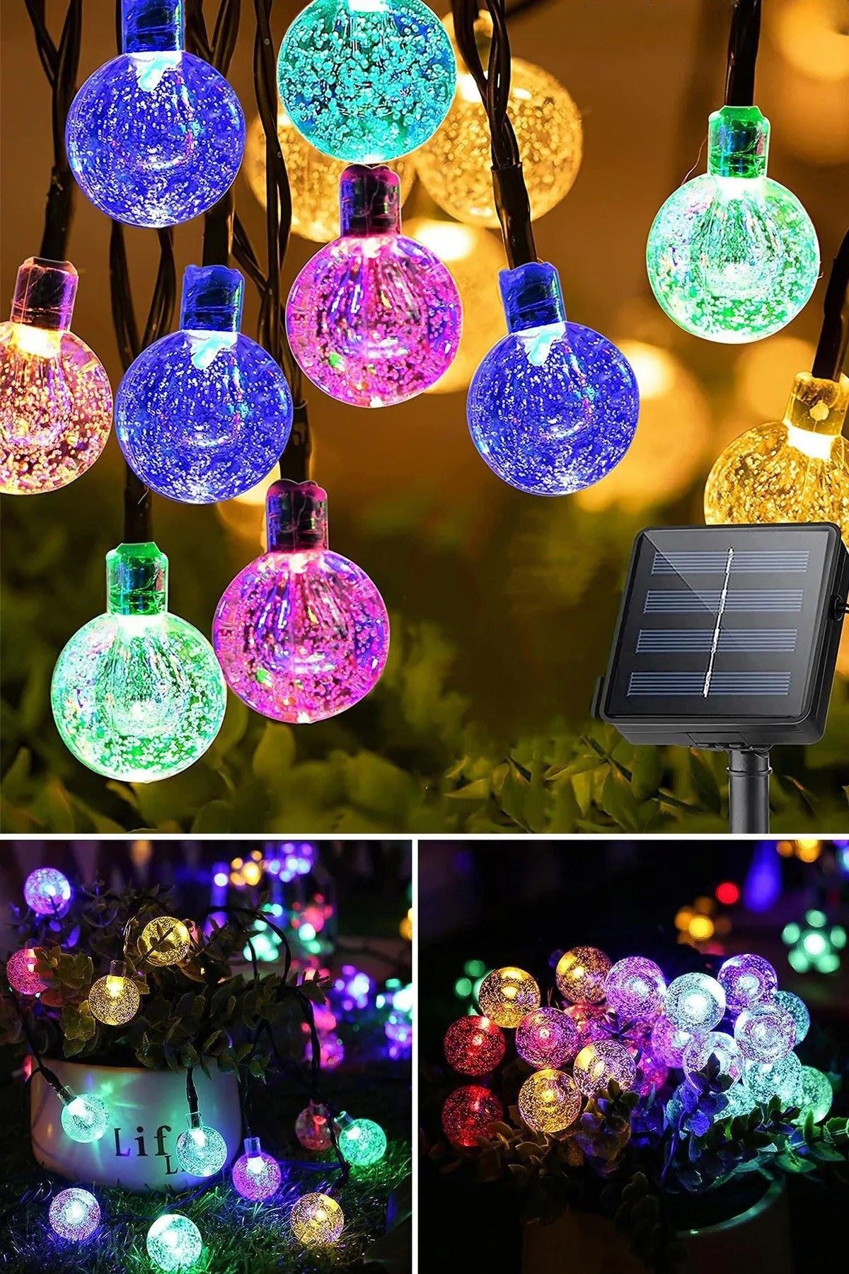 sonx 10 Metre 50 Top Güneş Enerjili Solar Led Işık Dekoratif Rgb