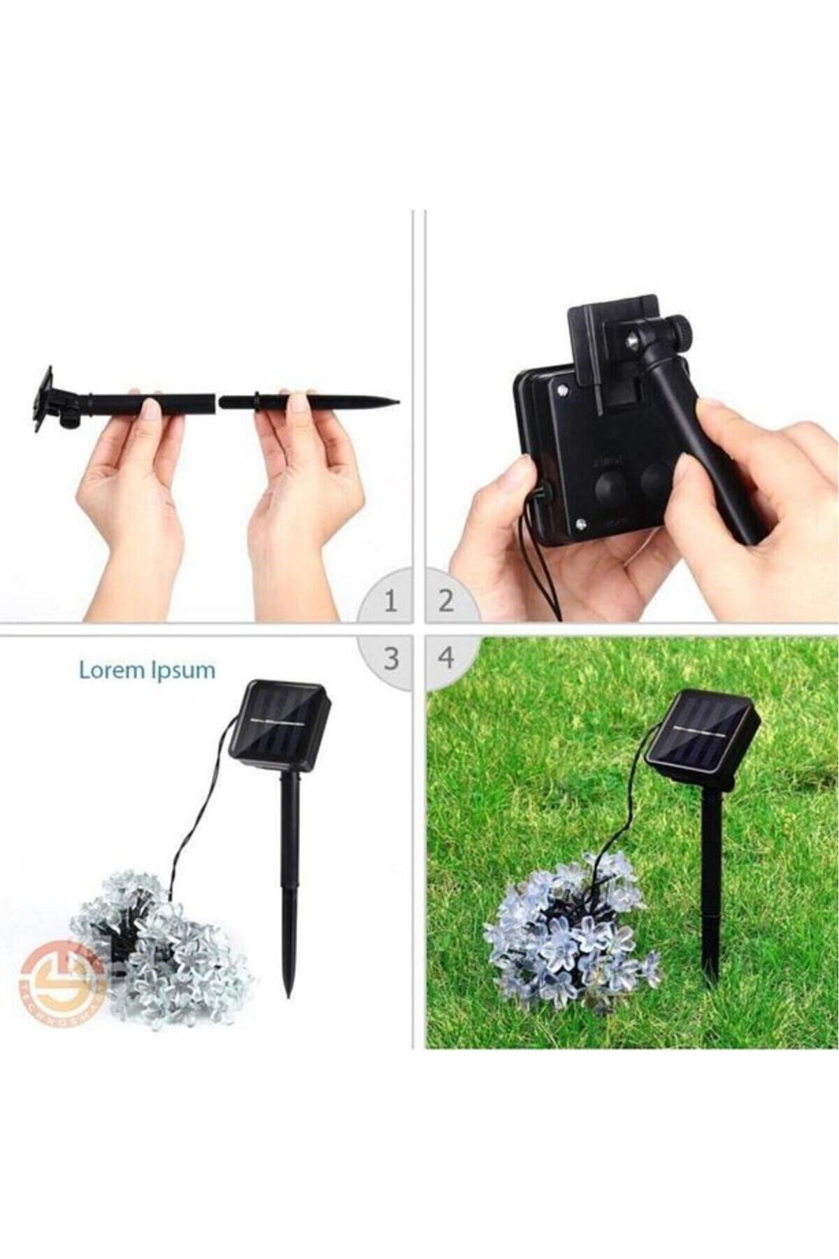 Solar 30 Ledli Çiçekli RGB Bahçe Aydınlatma Dekorasyon Güneş Enerjili