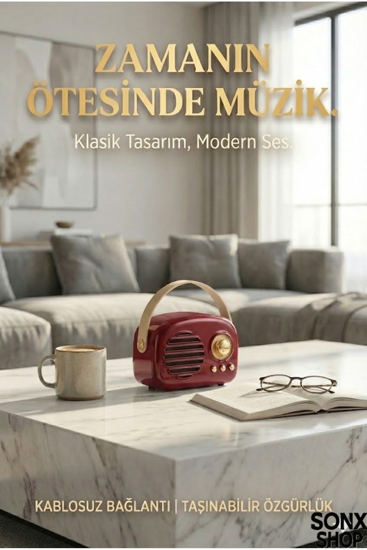 Nostaljik Retro Bluetooth Hoparlör - FM Radyo, USB ve Bluetooth Kablosuz Hoparlör